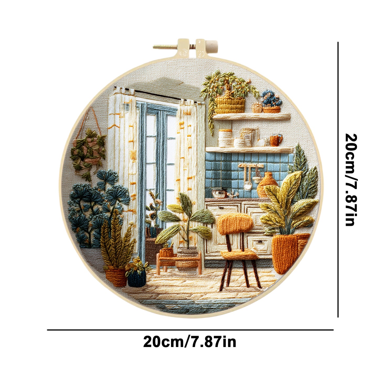 Kitchen - DIY Embroidery Cross Stitch Kit with Pattern Cotton Threads Needles Hoop 29x29CM/11.42x11.42in