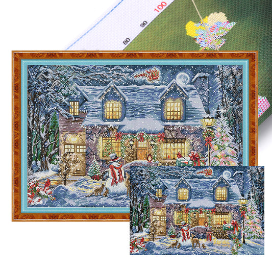 Glow On Christmas Eve - Full 14CT Stamped Cross Stitch 62x42CM - Joy Sunday Backstitch