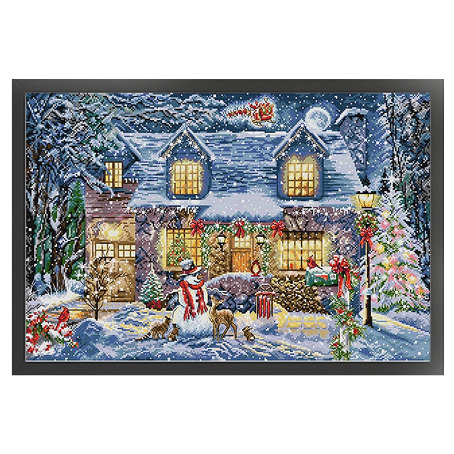 Glow On Christmas Eve - Full 14CT Stamped Cross Stitch 62x42CM - Joy Sunday Backstitch