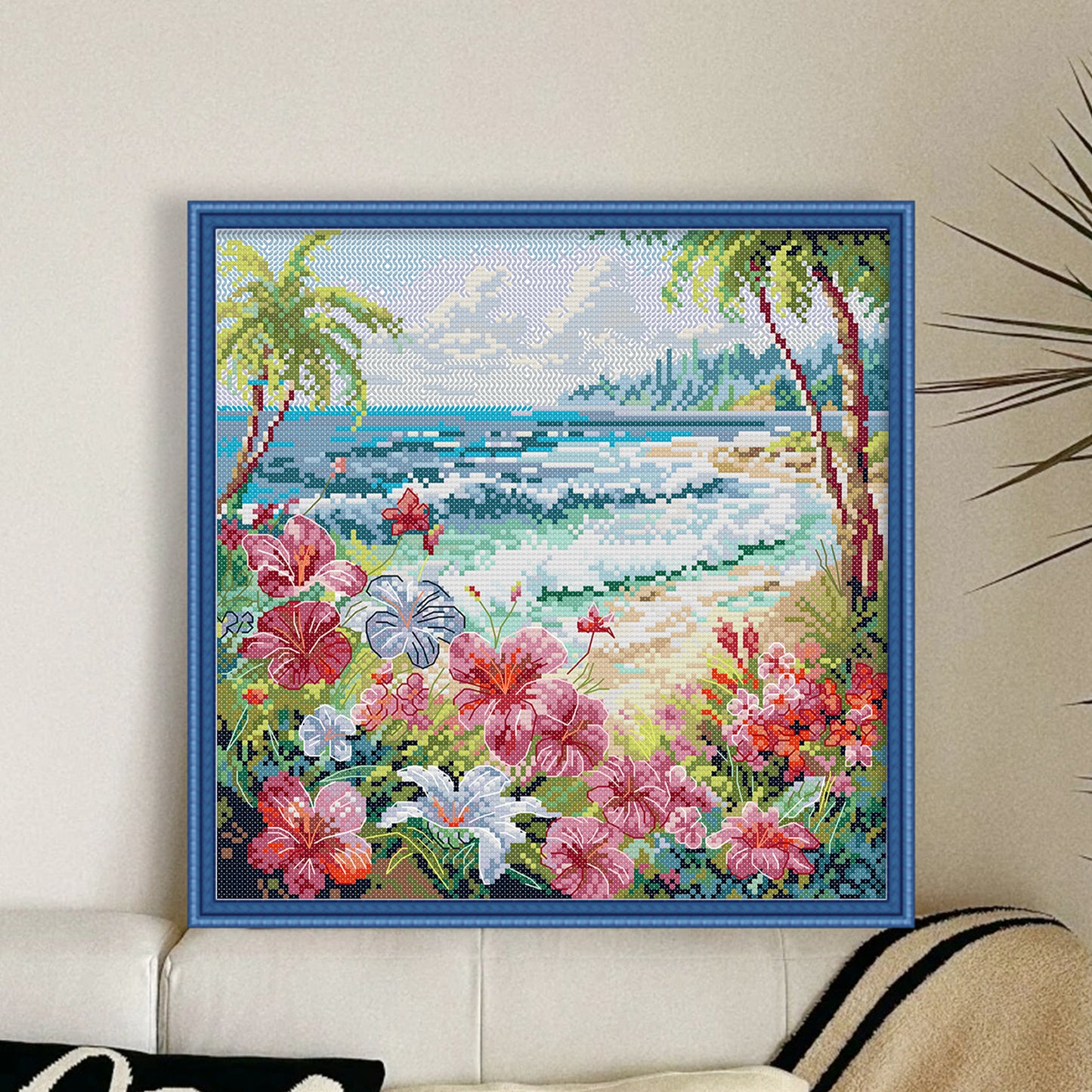 Coastal Scenery - Full 14CT Stamped Cross Stitch 31x31CM - Joy Sunday Backstitch