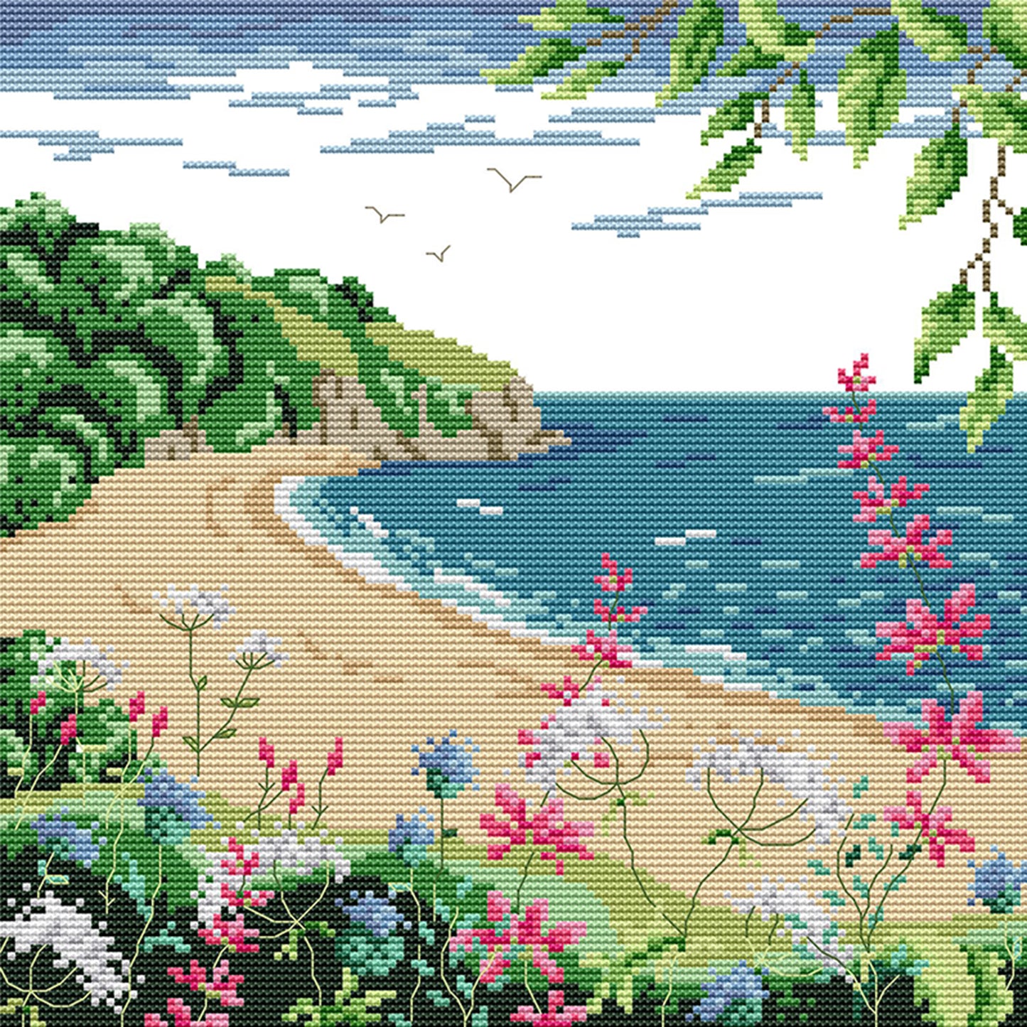 Coastal Scenery - Full 14CT Stamped Cross Stitch 32x32CM - Joy Sunday Backstitch