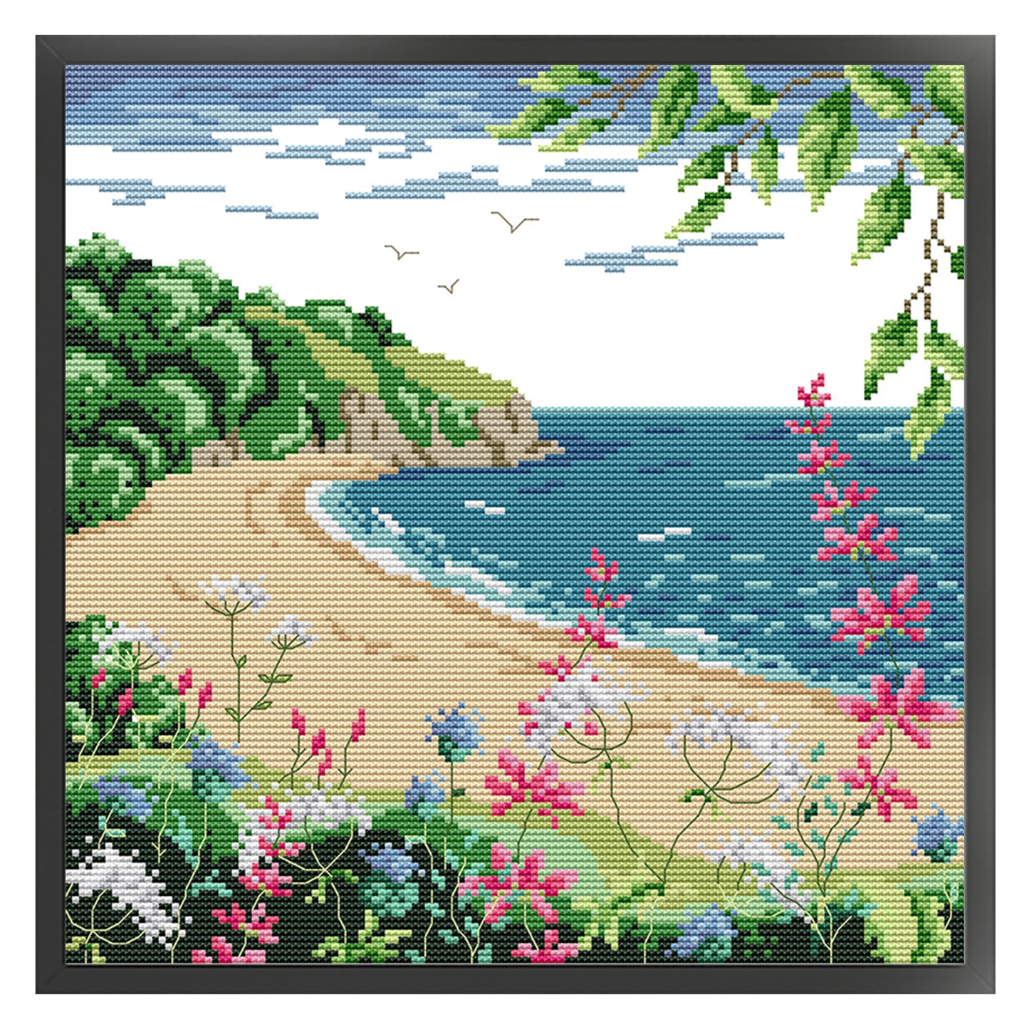 Coastal Scenery - Full 14CT Stamped Cross Stitch 32x32CM - Joy Sunday Backstitch
