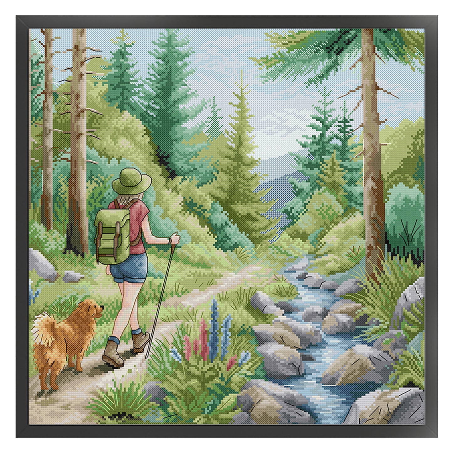 Hiking - Full 14CT Stamped Cross Stitch 44x43CM - Joy Sunday Backstitch