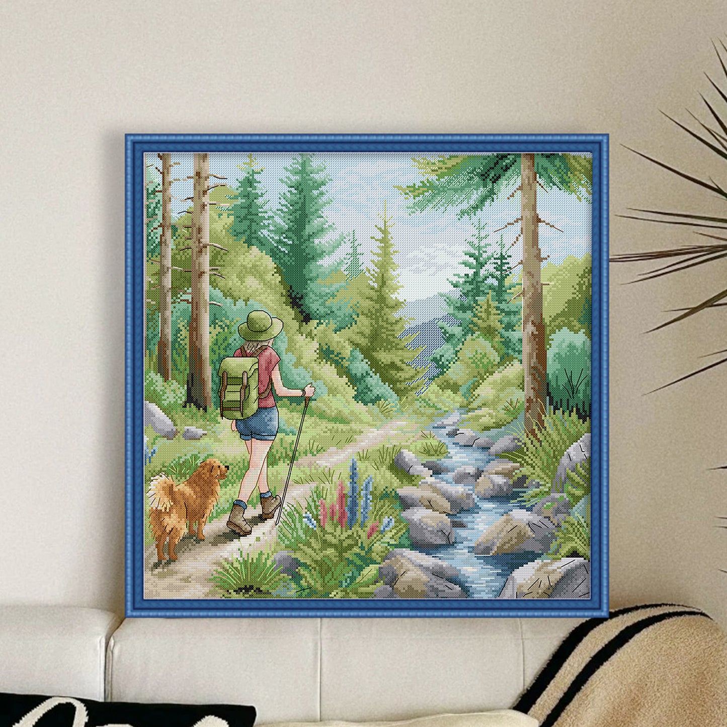 Hiking - Full 14CT Stamped Cross Stitch 44x43CM - Joy Sunday Backstitch