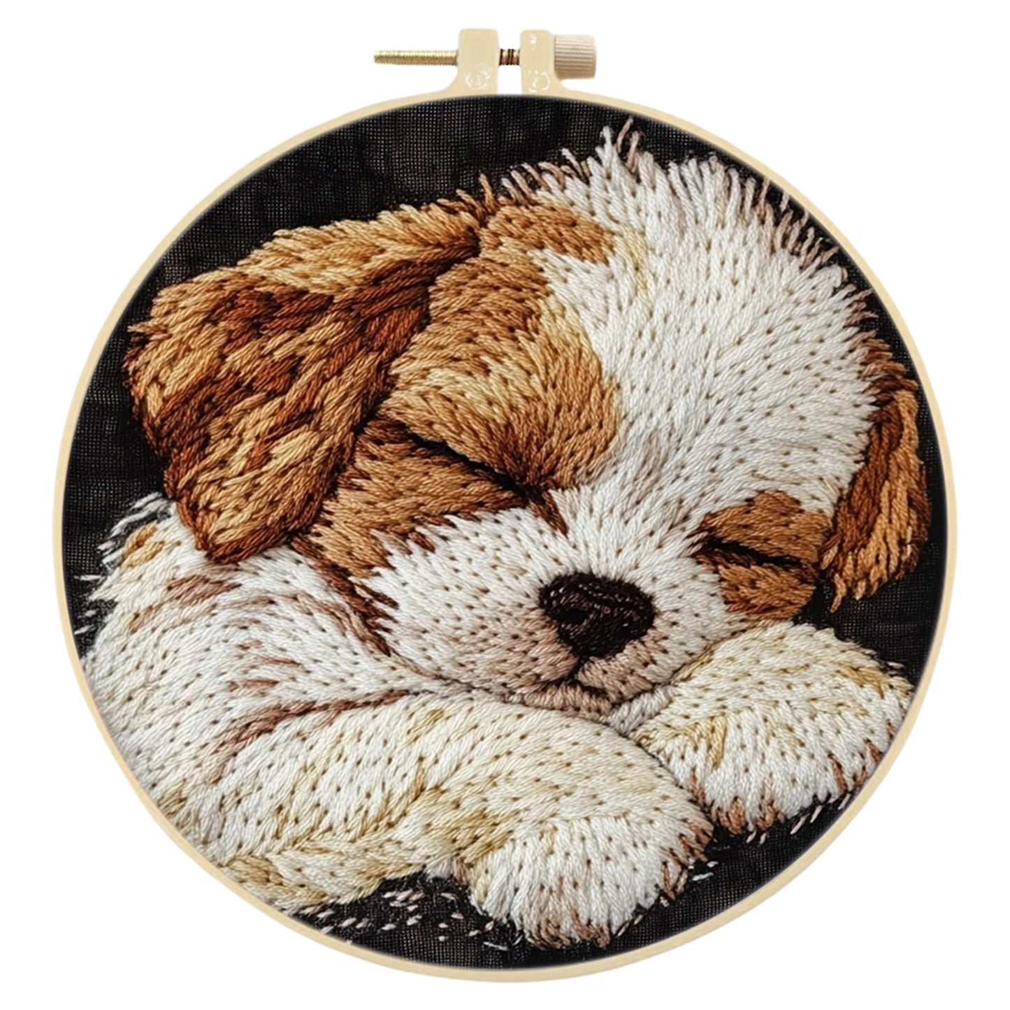 Border Collie Puppy - DIY Embroidery Cross Stitch Kit with Pattern Cotton Threads Needles Hoop 29x29CM/11.42x11.42in