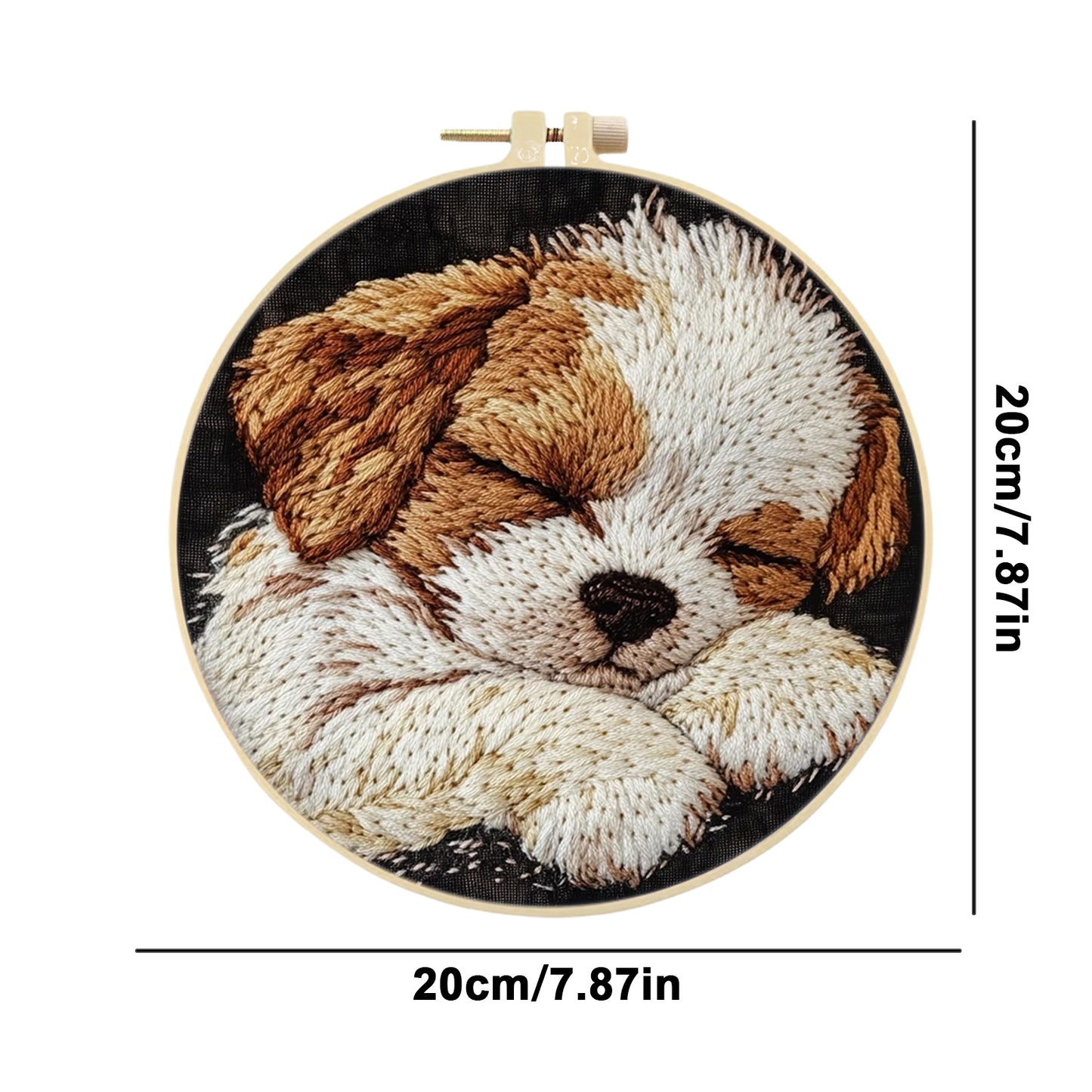 Border Collie Puppy - DIY Embroidery Cross Stitch Kit with Pattern Cotton Threads Needles Hoop 29x29CM/11.42x11.42in