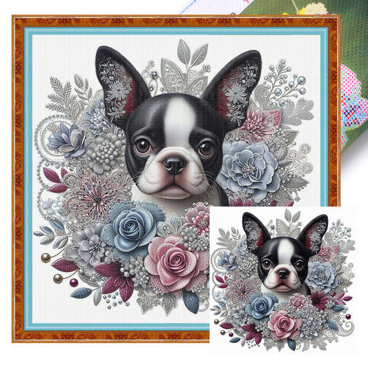 Boston Terrier - Full 11CT Stamped Cross Stitch 40x40CM - Yishu
