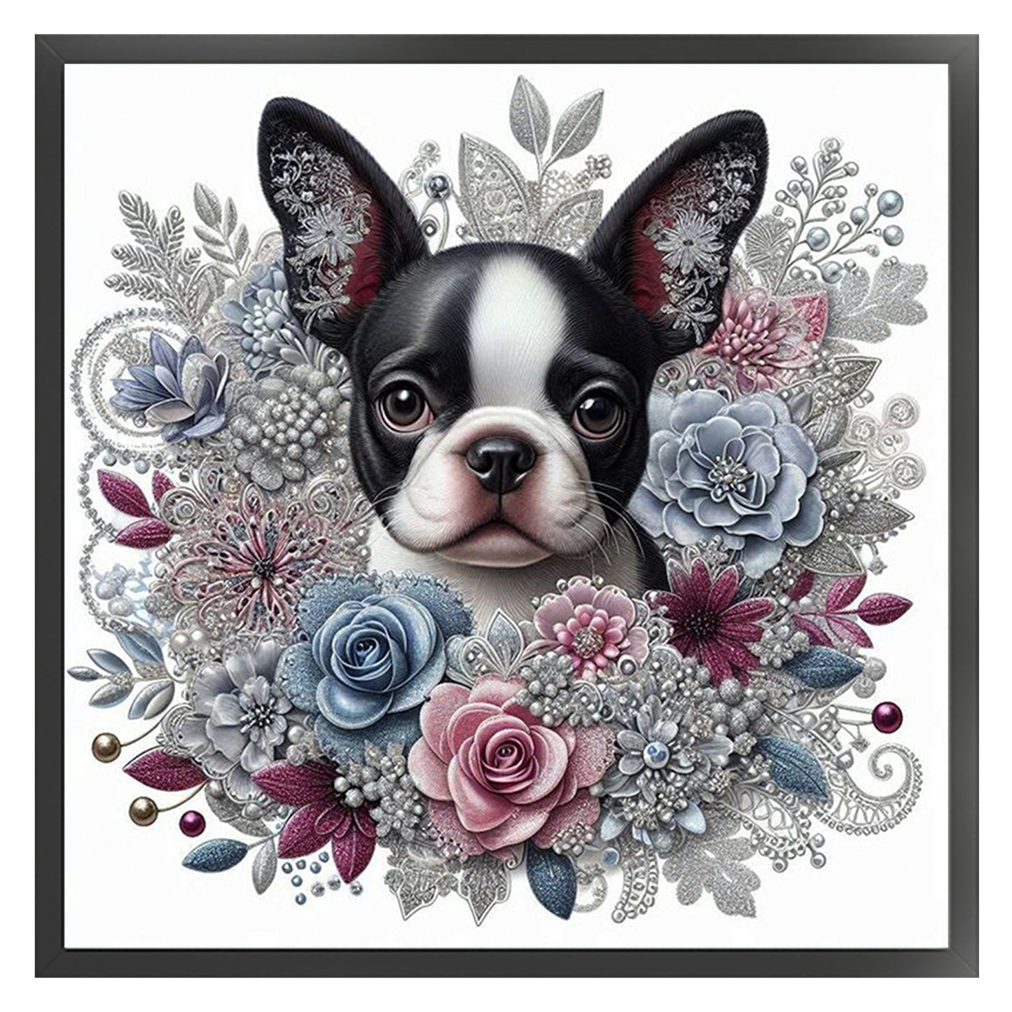Boston Terrier - Full 11CT Stamped Cross Stitch 40x40CM - Yishu