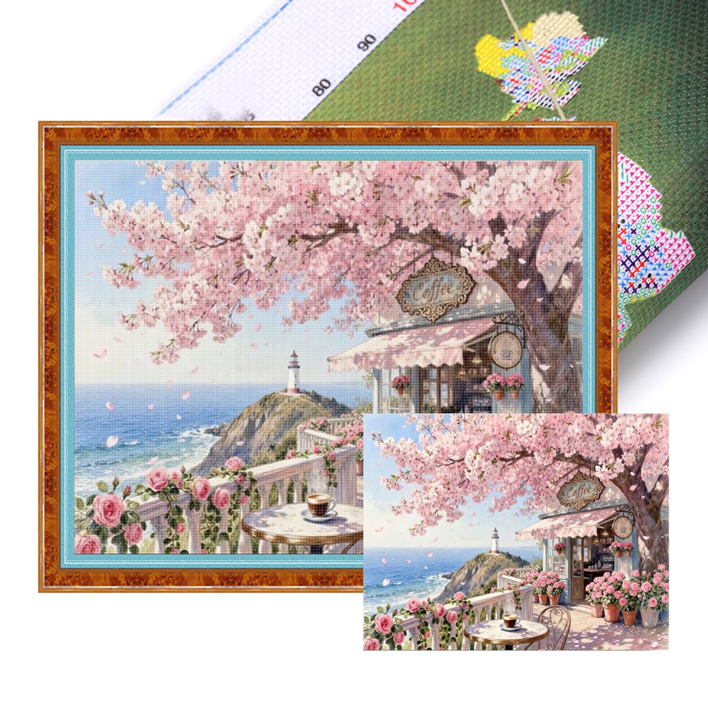 Under The Cherry Blossom Tree - Full 11CT Stamped Cross Stitch 50x40CM - Yishu