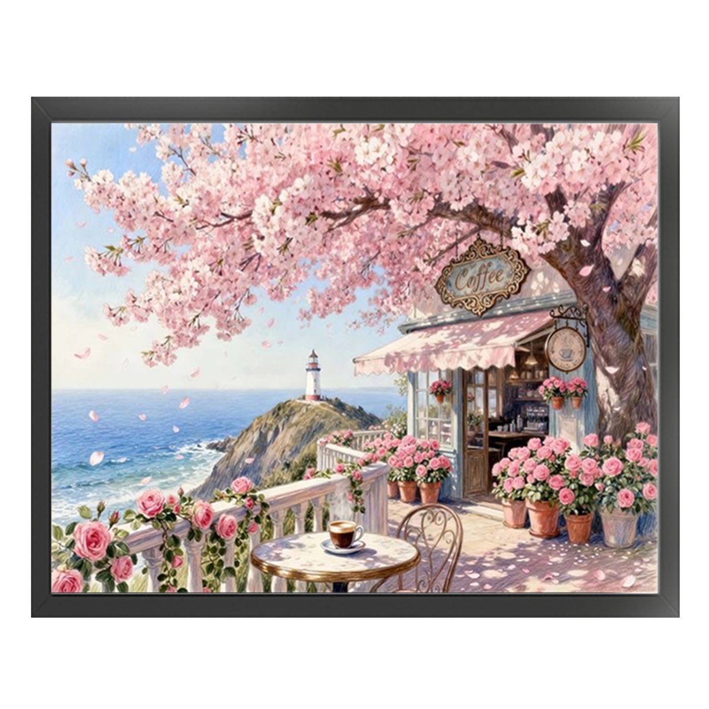 Under The Cherry Blossom Tree - Full 11CT Stamped Cross Stitch 50x40CM - Yishu