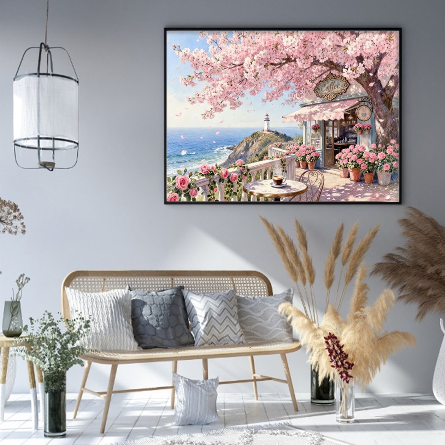 Under The Cherry Blossom Tree - Full 11CT Stamped Cross Stitch 50x40CM - Yishu