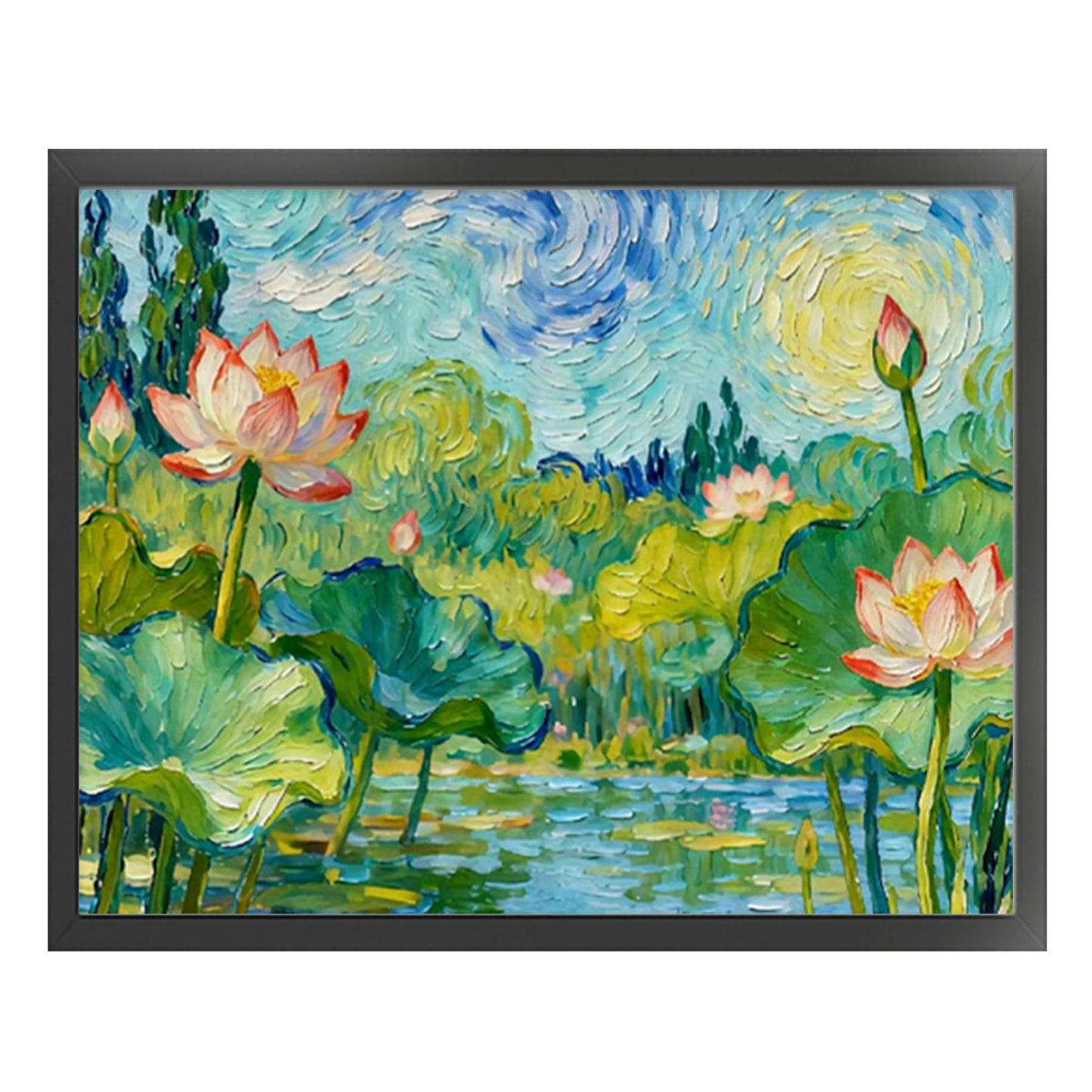 Lotus Pond Lotus - Full 11CT Stamped Cross Stitch 50x40CM - Yishu