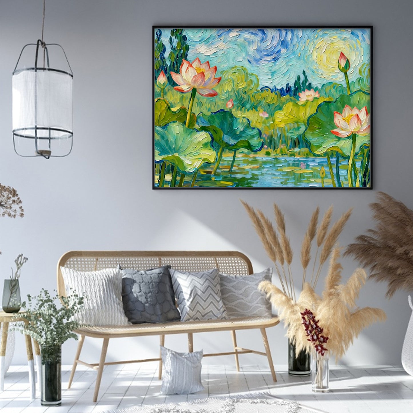 Lotus Pond Lotus - Full 11CT Stamped Cross Stitch 50x40CM - Yishu