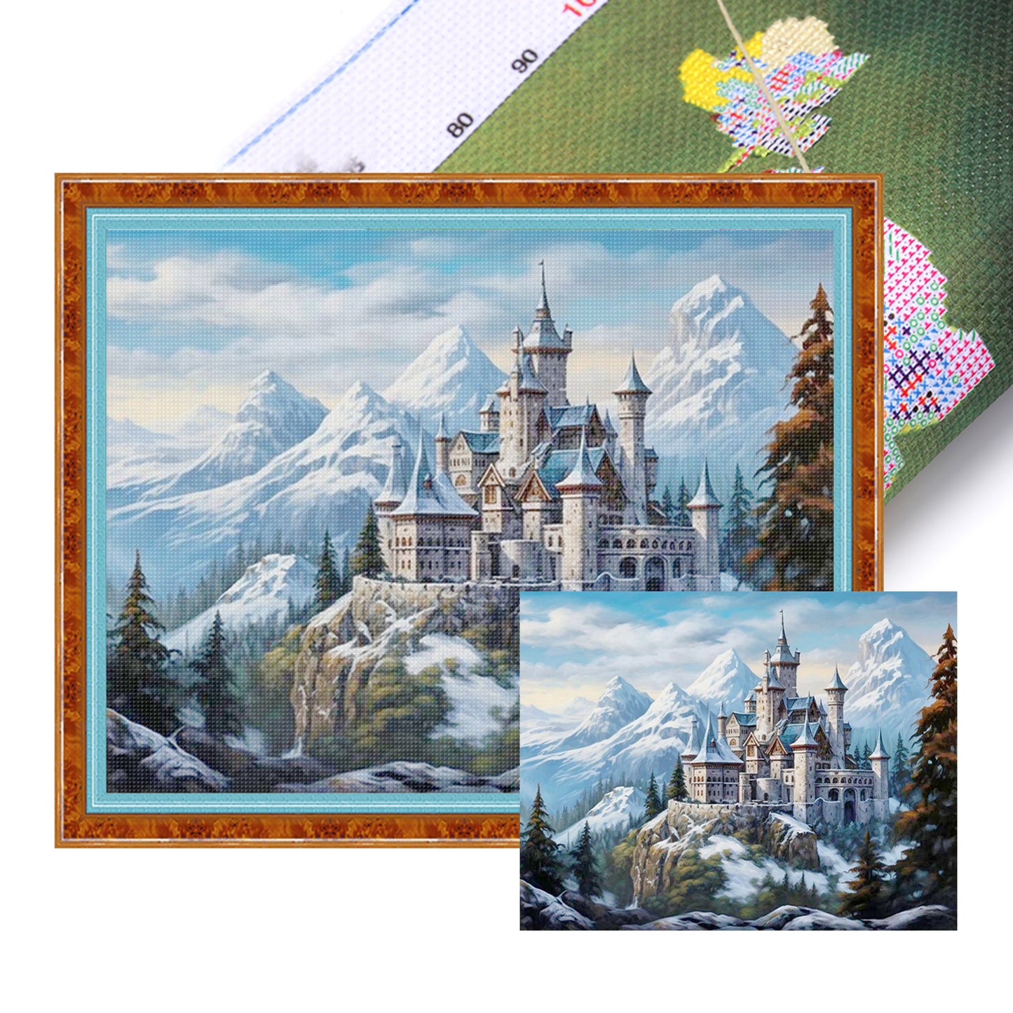 Winter Castle - Full 11CT Stamped Cross Stitch 50x40CM - Yishu