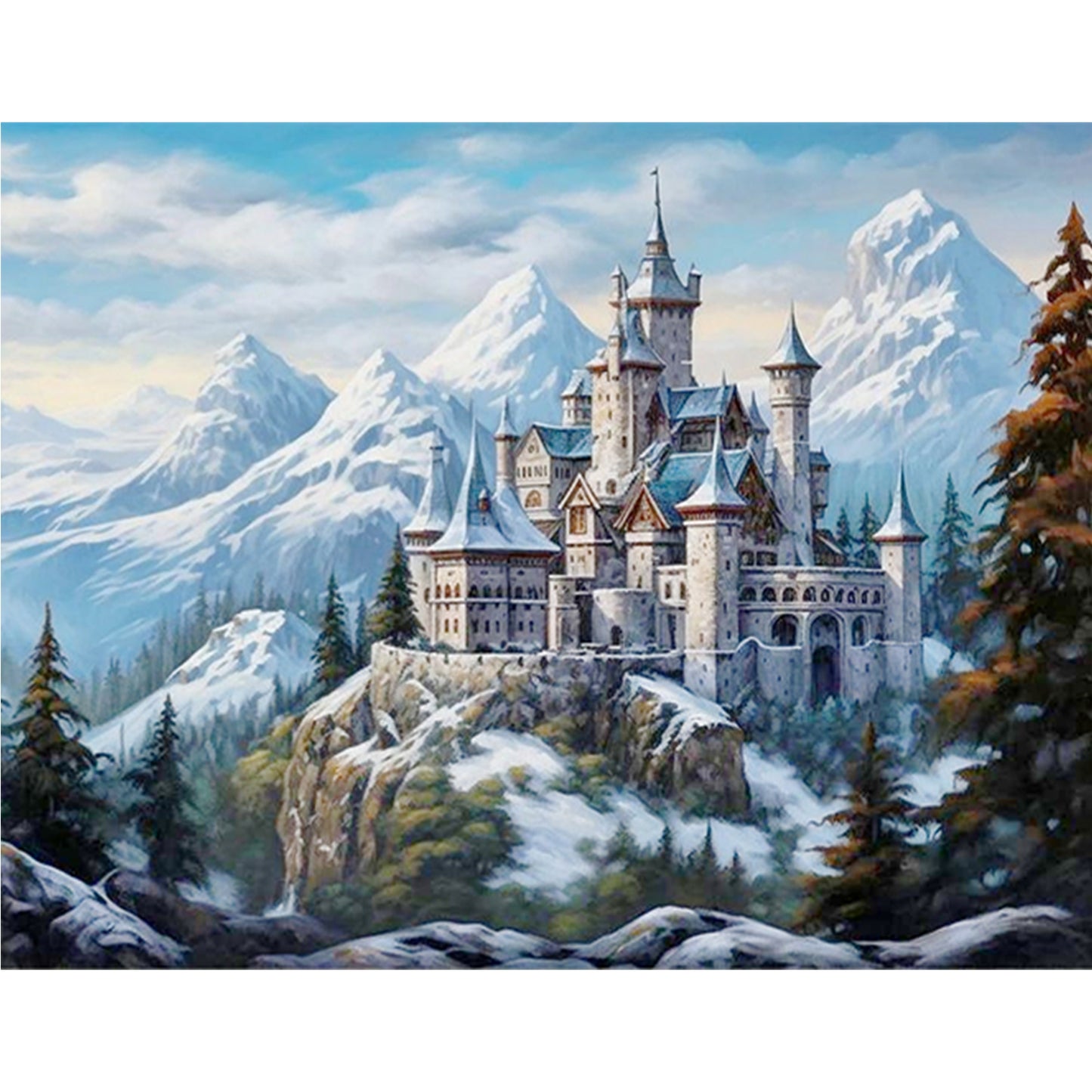 Winter Castle - Full 11CT Stamped Cross Stitch 50x40CM - Yishu