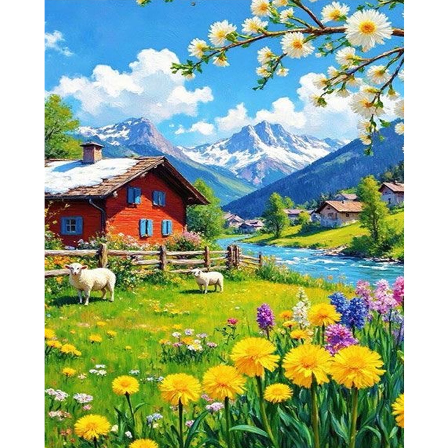Red House - Full 11CT Stamped Cross Stitch 50x40CM - Yishu