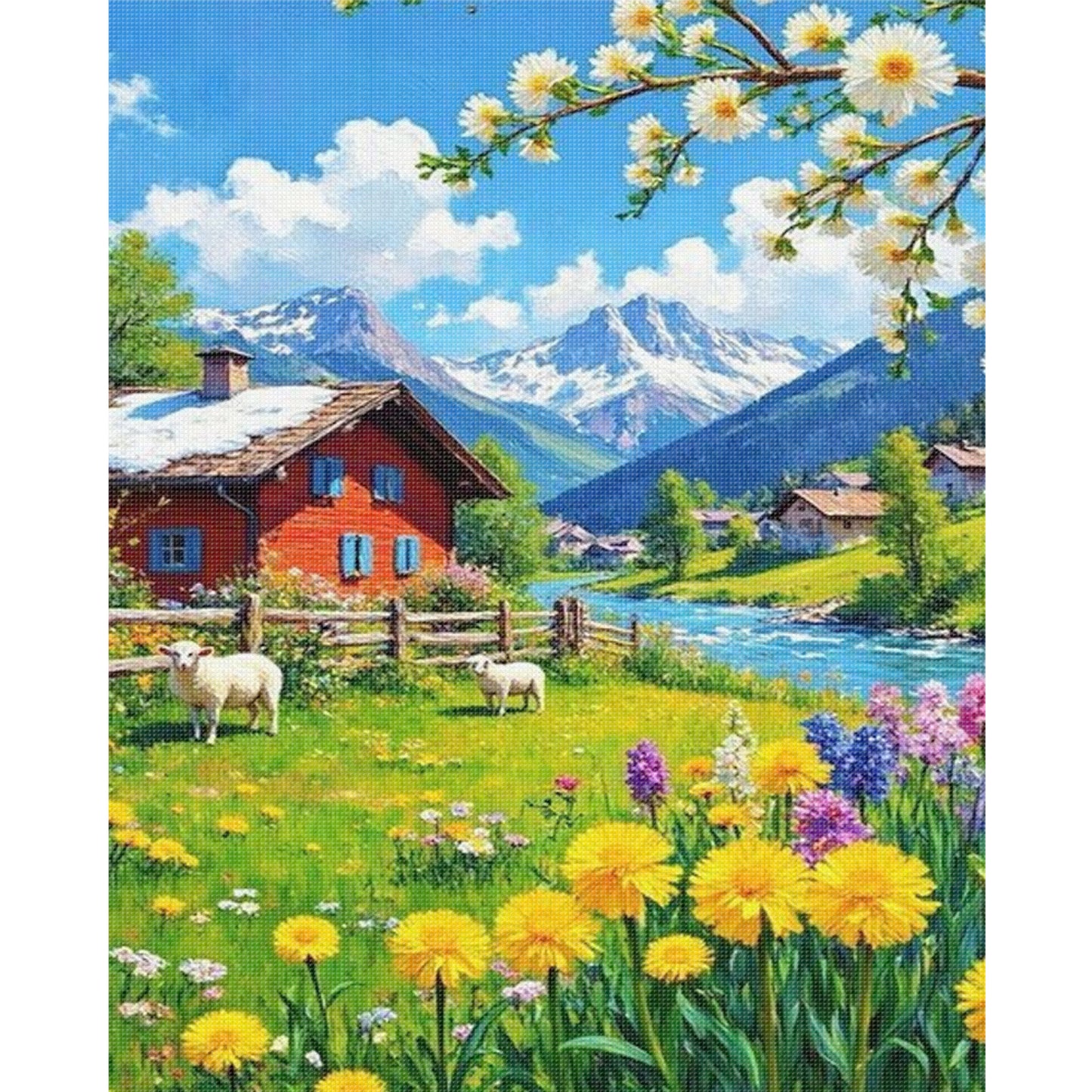 Red House - Full 11CT Stamped Cross Stitch 50x40CM - Yishu