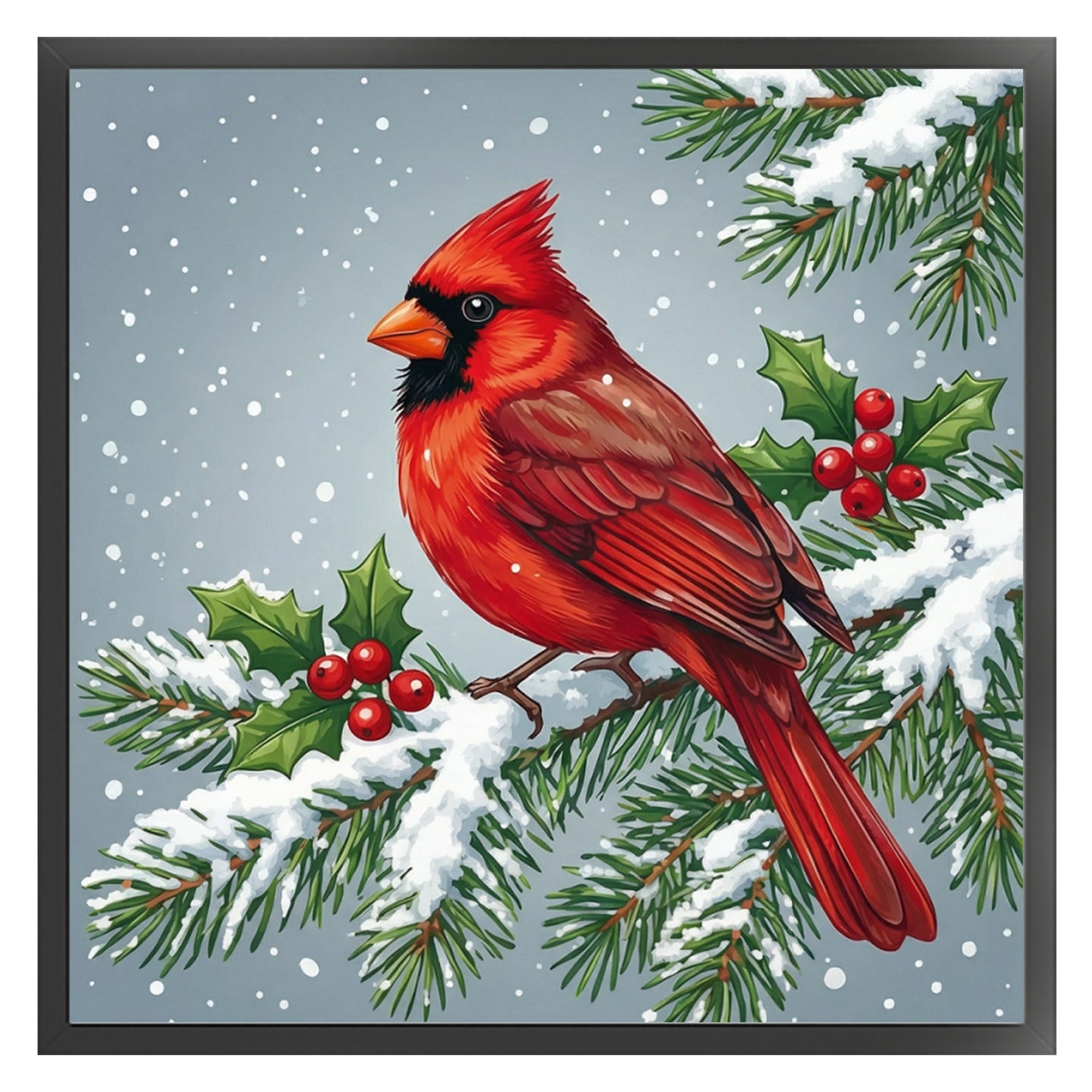 Winter Red Bird - Full 14CT Stamped Cross Stitch 40x40CM - Huacan