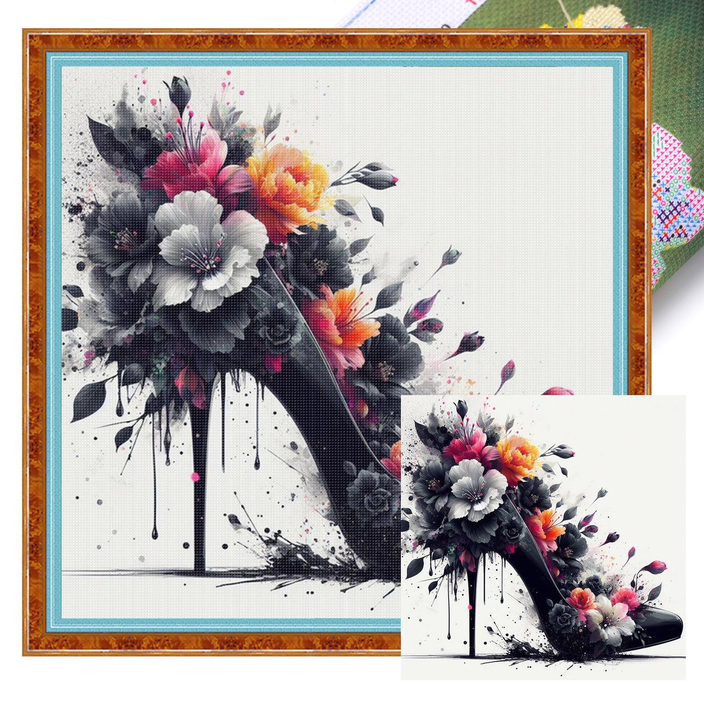 High Heels - Full 11CT Stamped Cross Stitch 40x40CM - Yishu