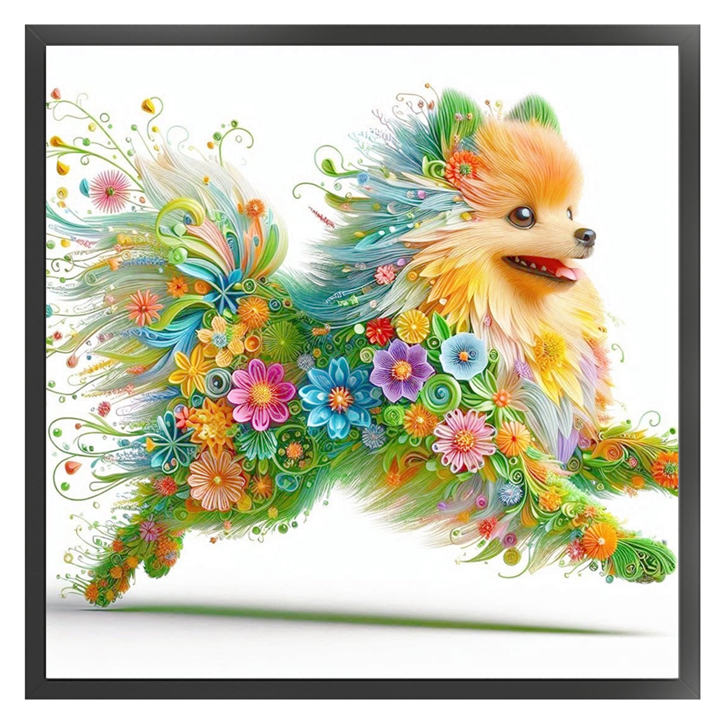 Flower Dog - Full 11CT Stamped Cross Stitch 40x40CM - Yishu