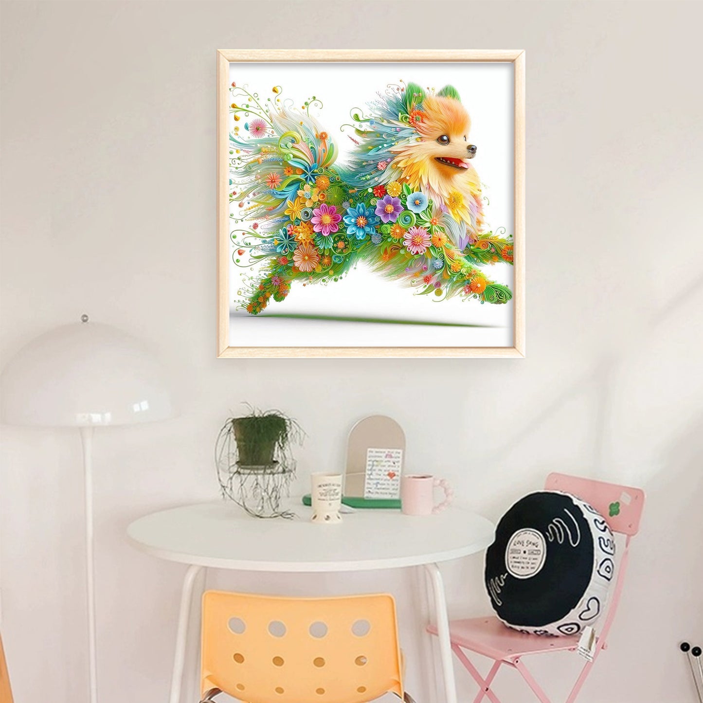 Flower Dog - Full 11CT Stamped Cross Stitch 40x40CM - Yishu