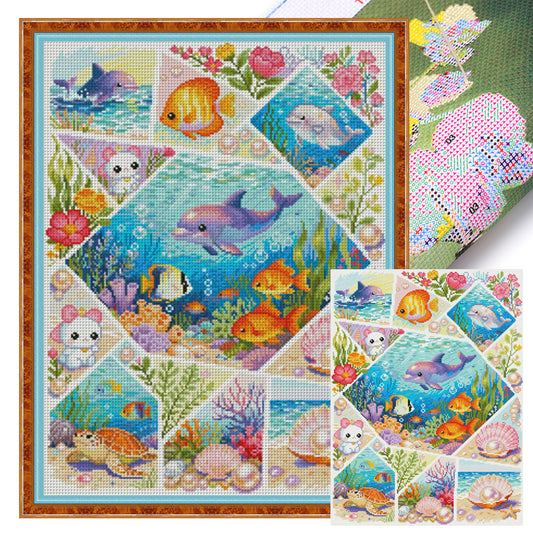 Dreamy Underwater World - Full 11CT Stamped Cross Stitch 50x67CM - Mona Lisa