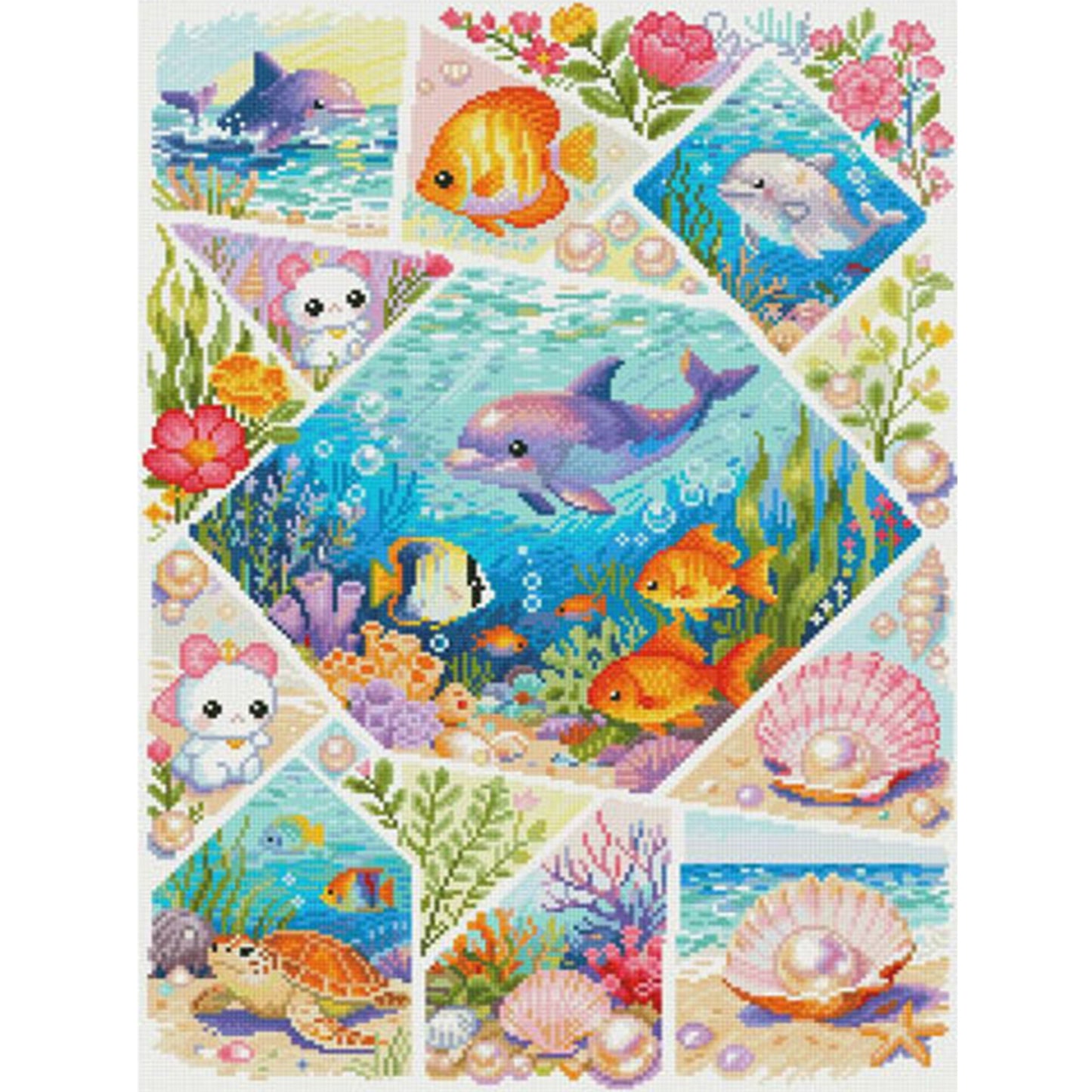 Dreamy Underwater World - Full 11CT Stamped Cross Stitch 50x67CM - Mona Lisa