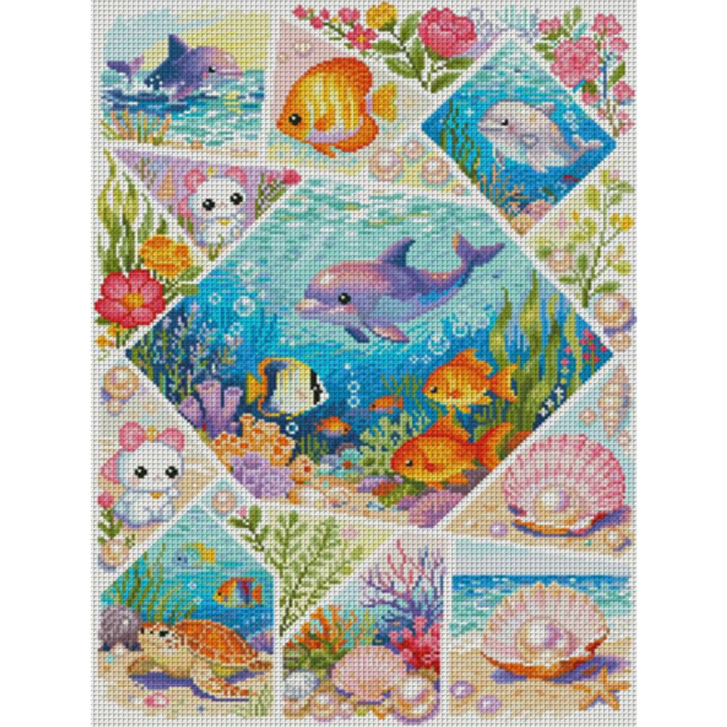 Dreamy Underwater World - Full 11CT Stamped Cross Stitch 50x67CM - Mona Lisa