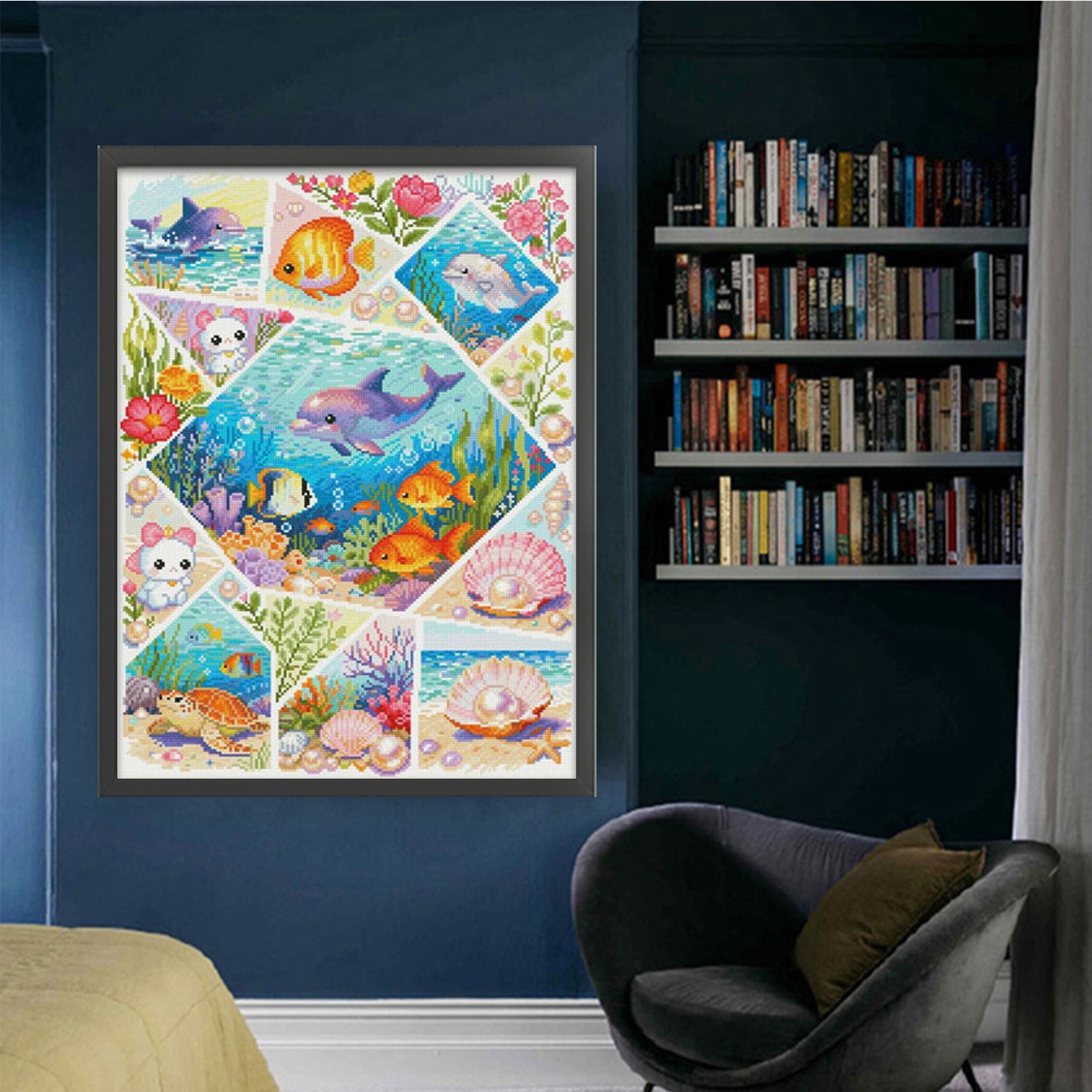 Dreamy Underwater World - Full 11CT Stamped Cross Stitch 50x67CM - Mona Lisa