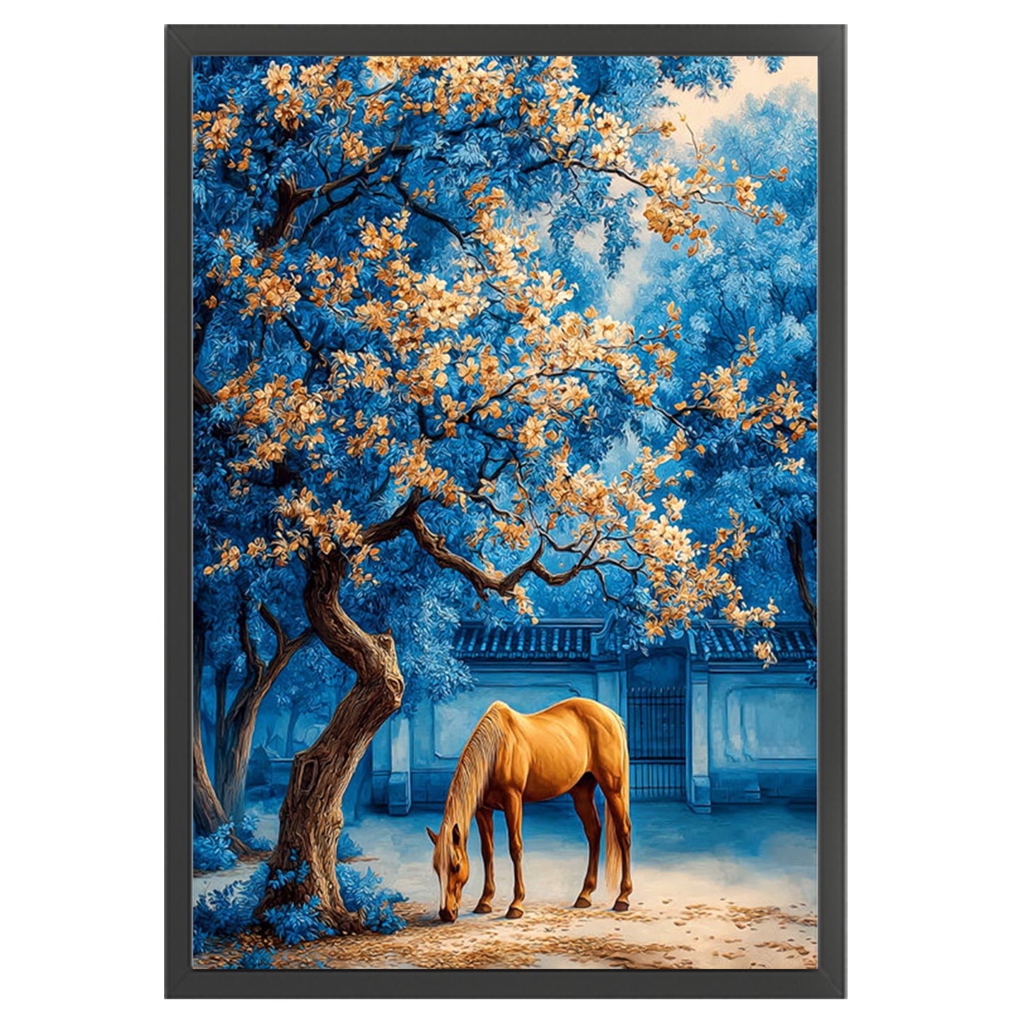 Golden Osmanthus & Horse Success - Full 11CT Stamped Cross Stitch 50x70CM - Mona Lisa