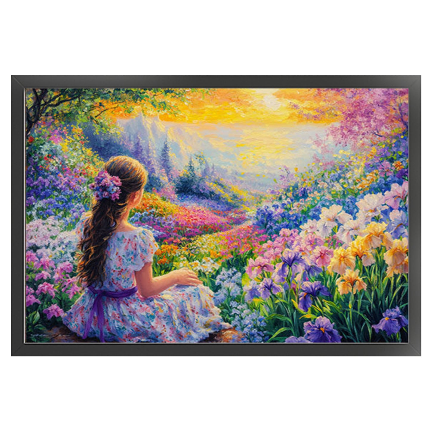 Monet Style Maiden - Full 11CT Stamped Cross Stitch 70x50CM - Mona Lisa