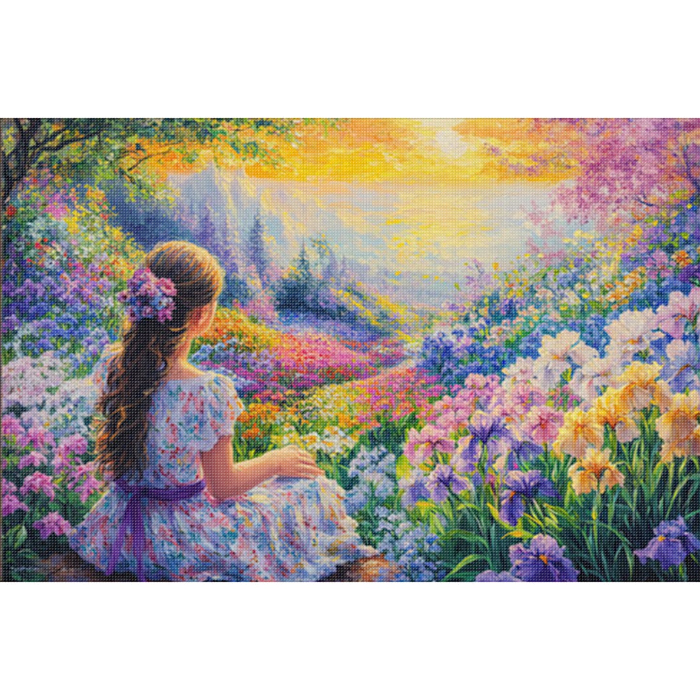 Monet Style Maiden - Full 11CT Stamped Cross Stitch 70x50CM - Mona Lisa
