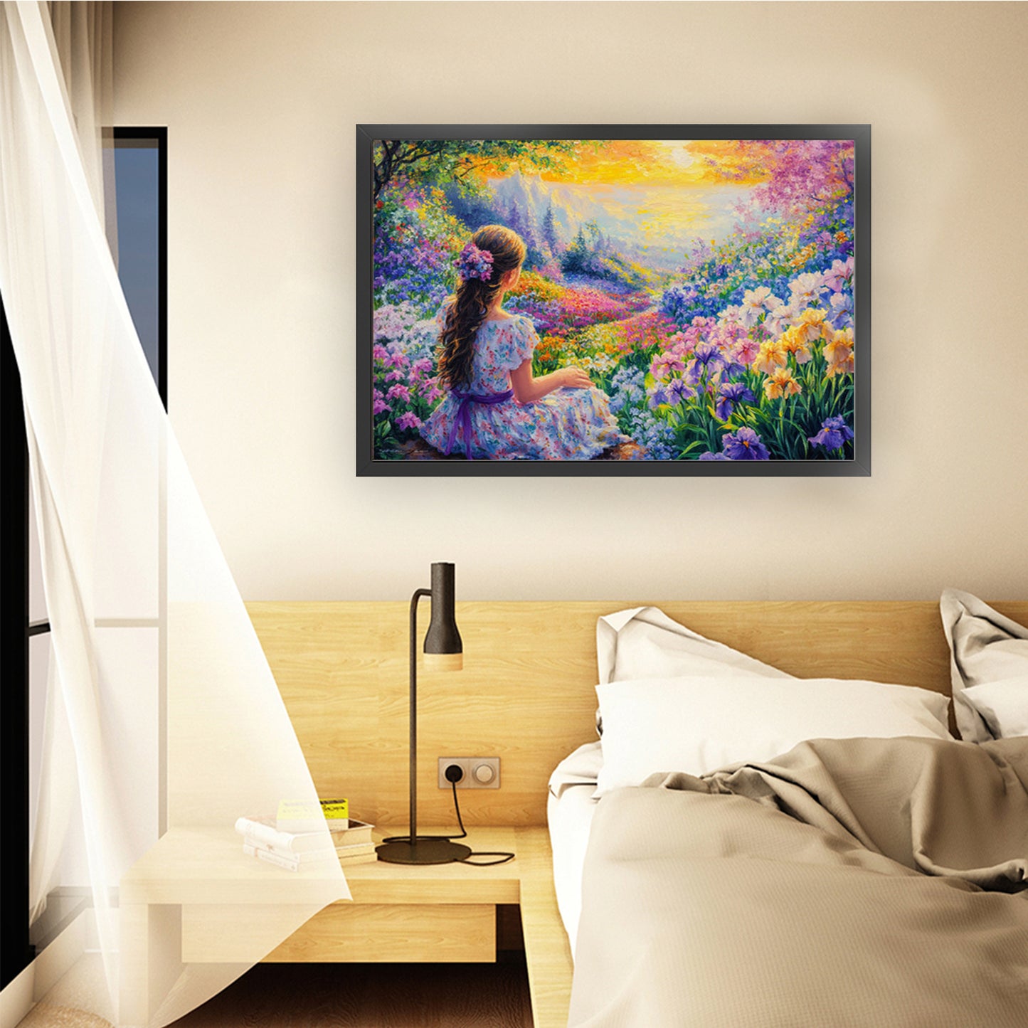 Monet Style Maiden - Full 11CT Stamped Cross Stitch 70x50CM - Mona Lisa