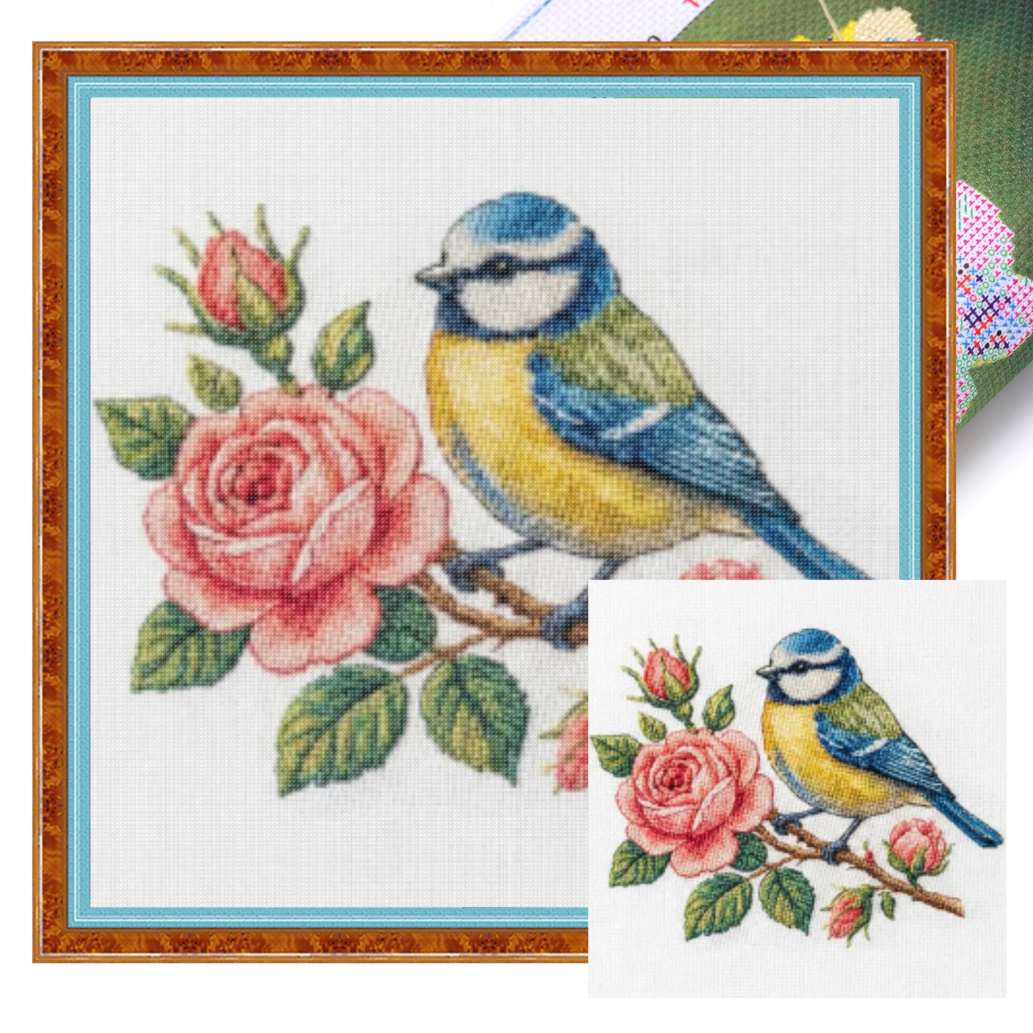 Flower And Bird - Full 18CT Stamped Cross Stitch 20x20CM - Huacan