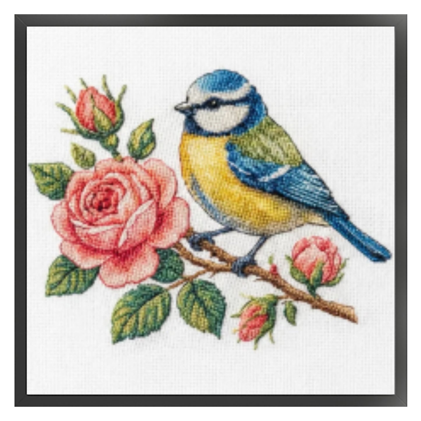Flower And Bird - Full 18CT Stamped Cross Stitch 20x20CM - Huacan