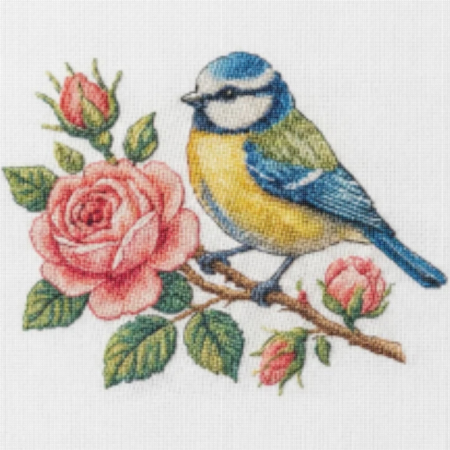 Flower And Bird - Full 18CT Stamped Cross Stitch 20x20CM - Huacan