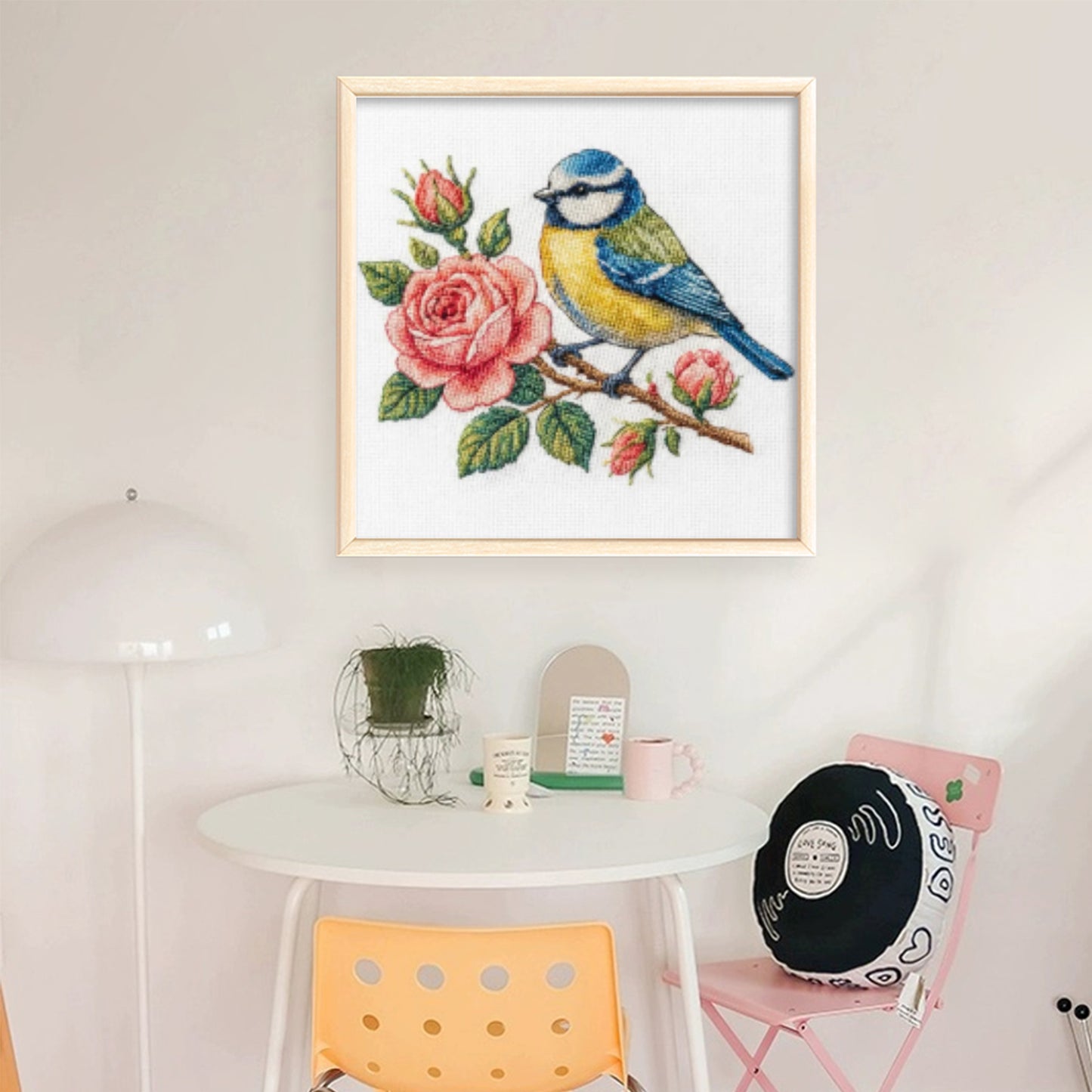 Flower And Bird - Full 18CT Stamped Cross Stitch 20x20CM - Huacan