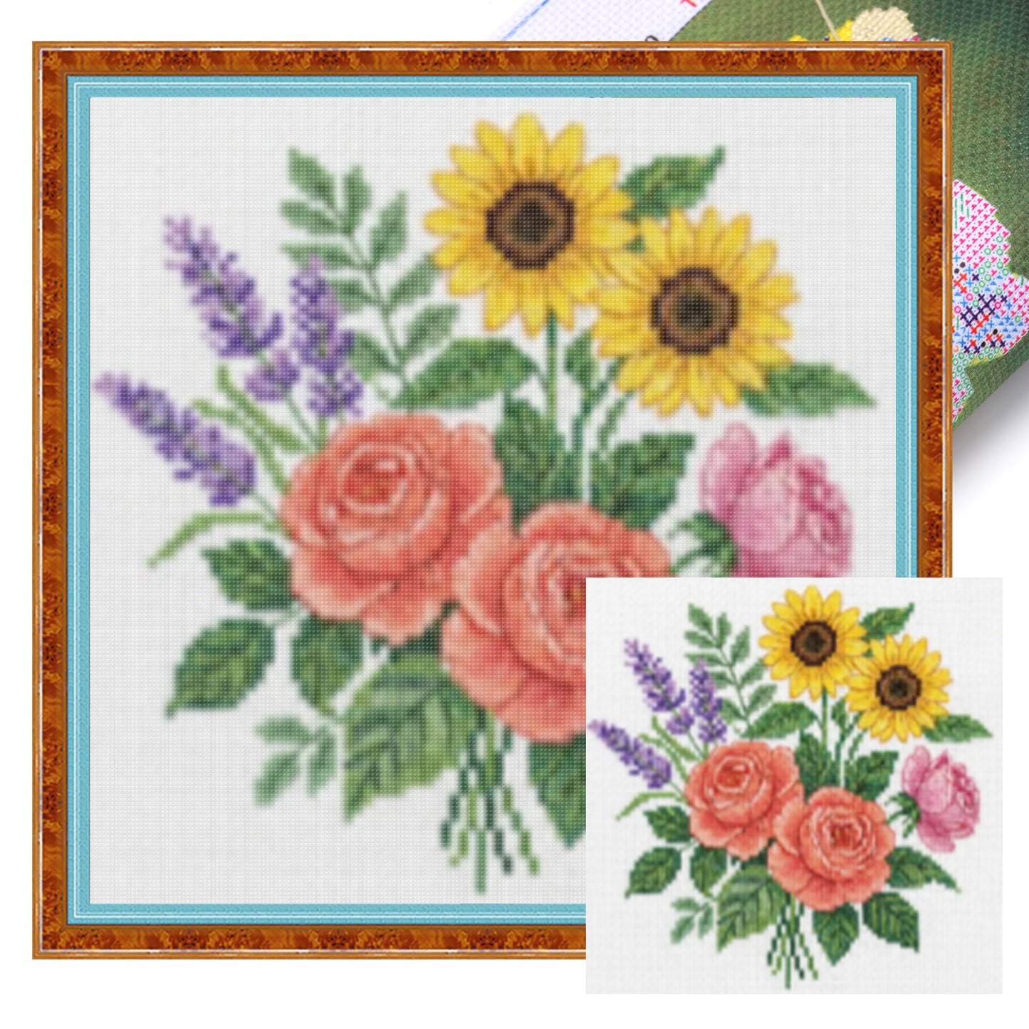 Flower - Full 18CT Stamped Cross Stitch 20x20CM - Huacan