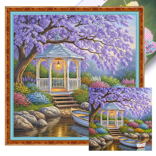 Flower Tree - Full 11CT Stamped Cross Stitch 50x50CM - Huacan