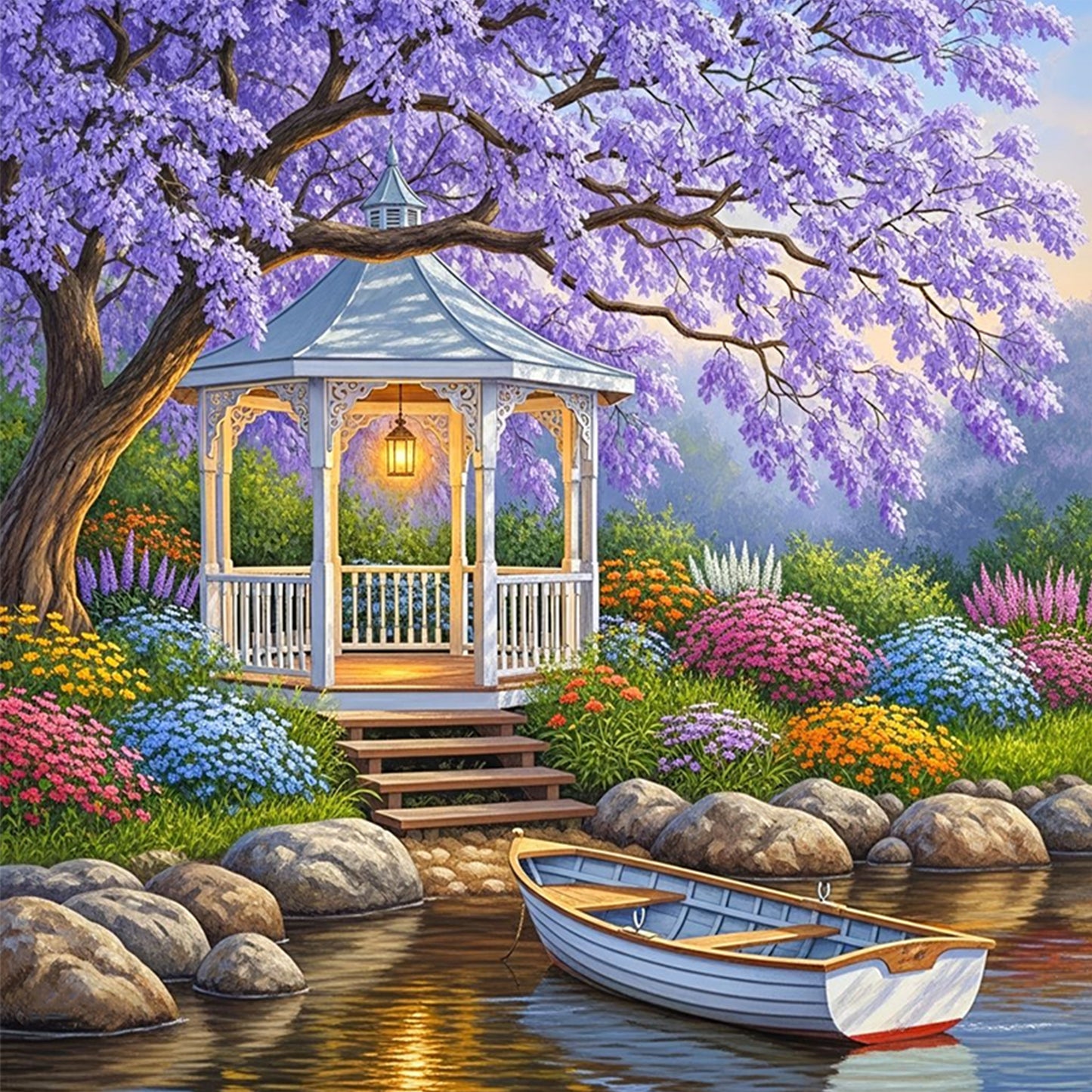 Flower Tree - Full 11CT Stamped Cross Stitch 50x50CM - Huacan