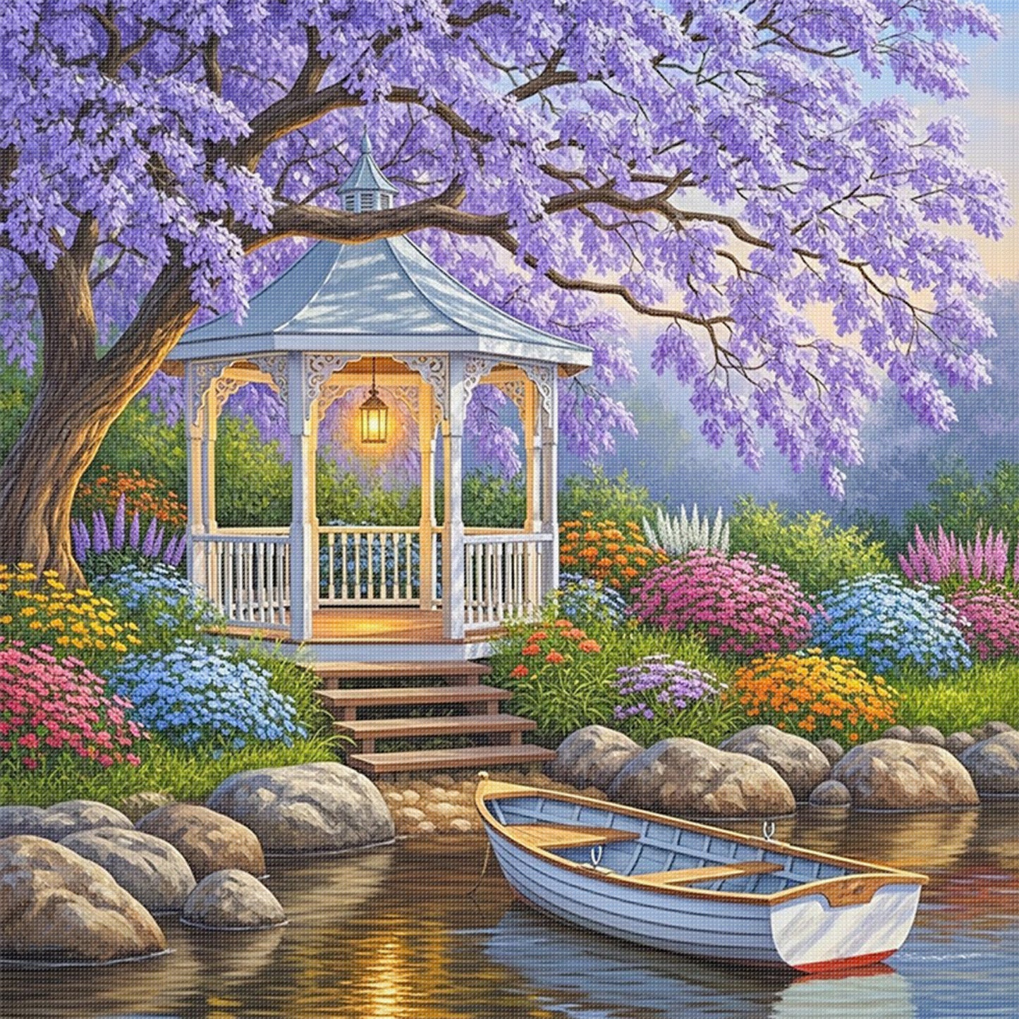Flower Tree - Full 11CT Stamped Cross Stitch 50x50CM - Huacan
