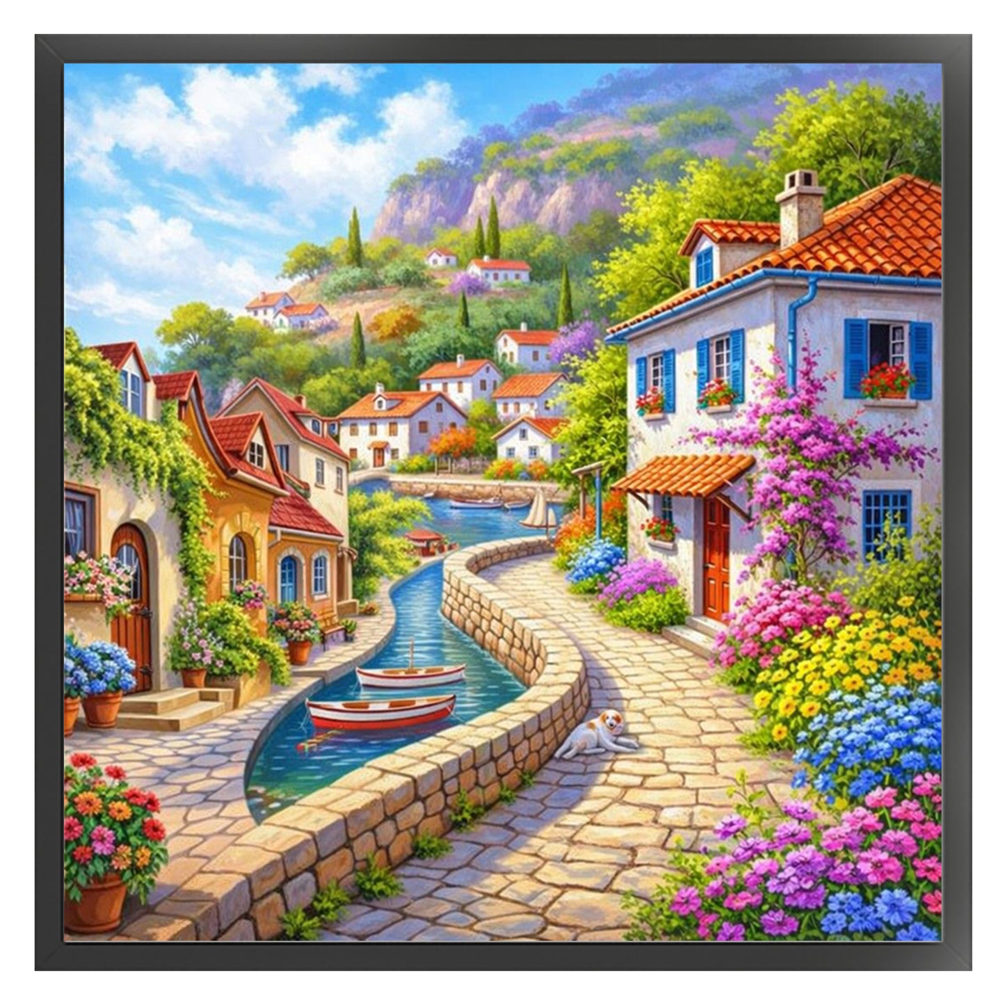 Town Scenery - Full 11CT Stamped Cross Stitch 50x50CM - Huacan