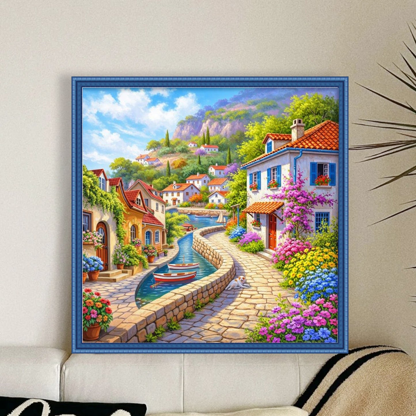 Town Scenery - Full 11CT Stamped Cross Stitch 50x50CM - Huacan