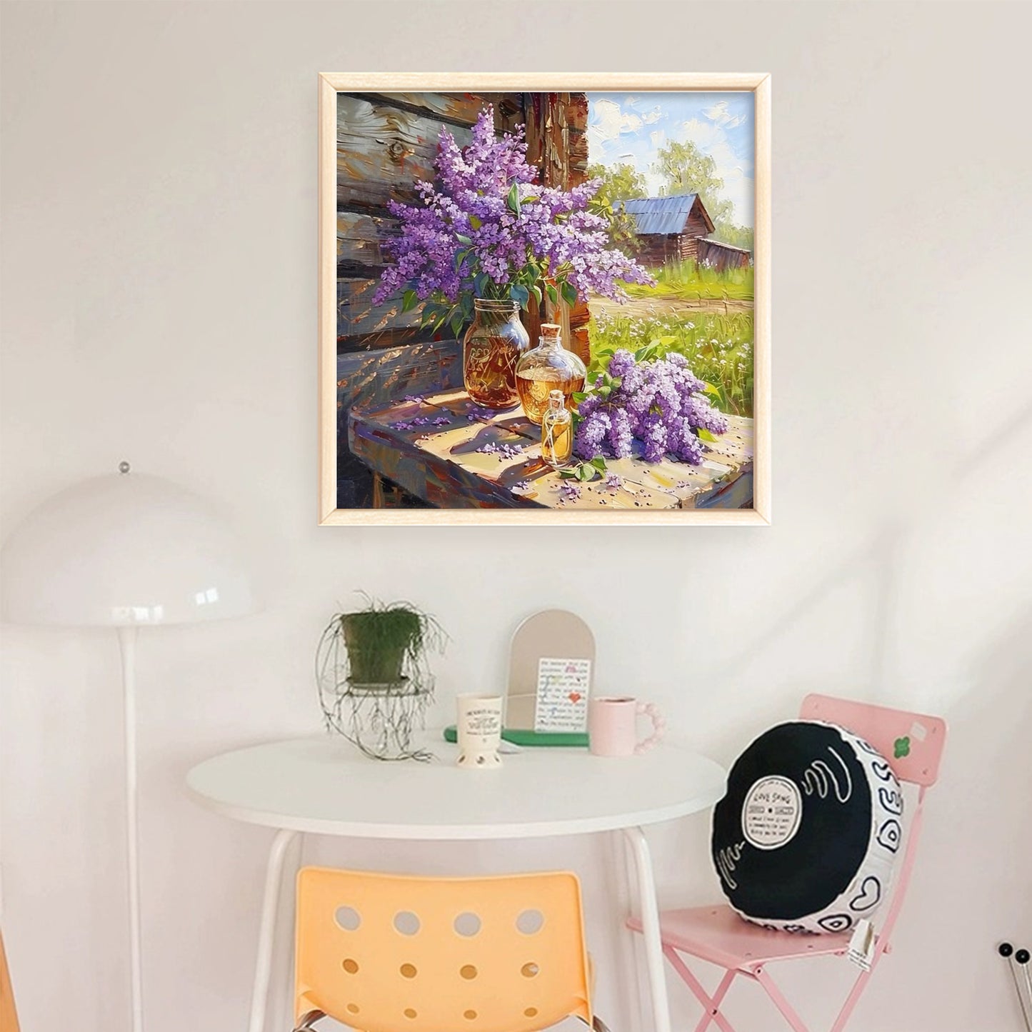 Lilac Under Eaves - Full 11CT Stamped Cross Stitch 50x50CM - Huacan
