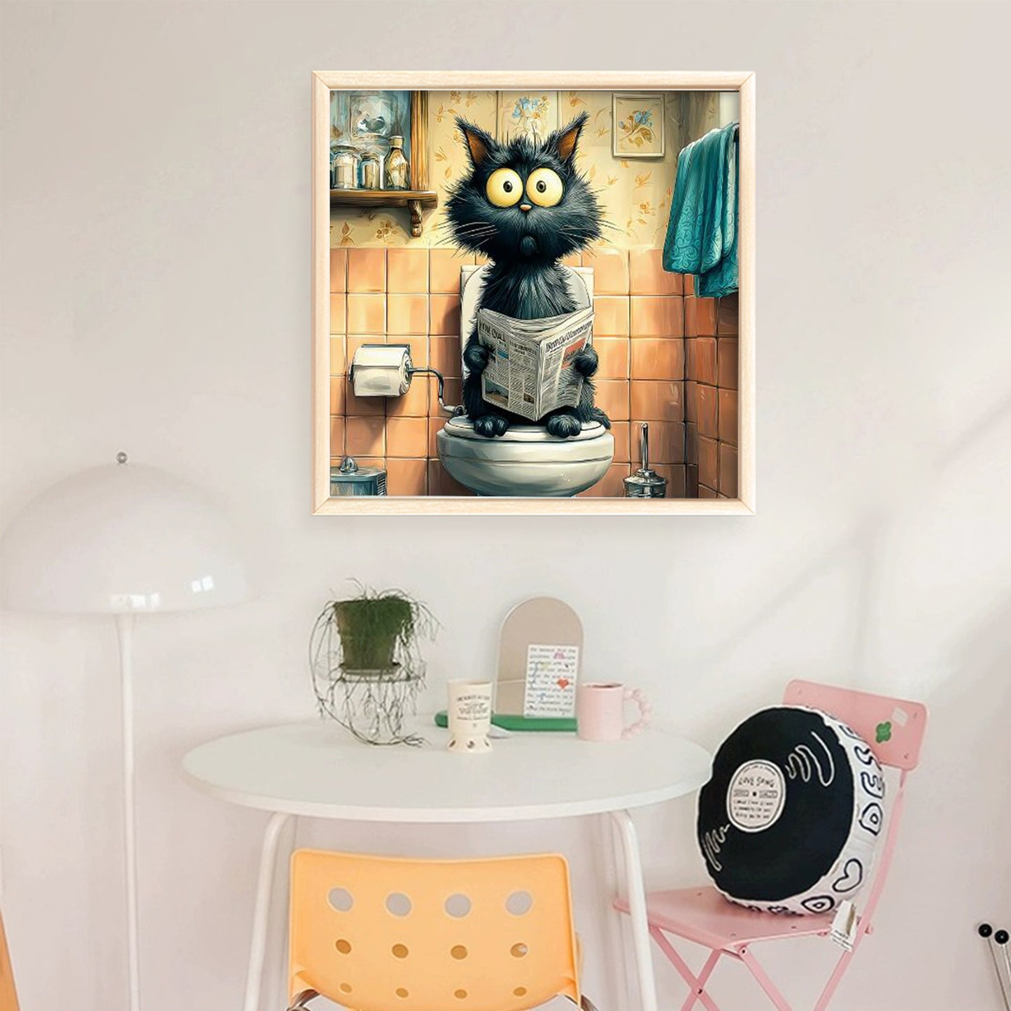 Cat Reading Newspaper - Full 11CT Stamped Cross Stitch 40x40CM - Huacan