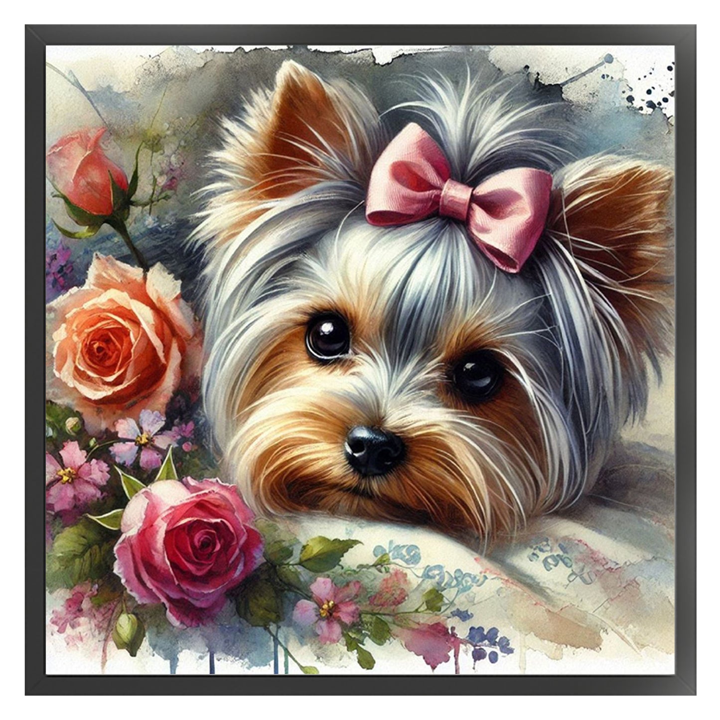 Yorkshire Terrier-Dog - Full 11CT Stamped Cross Stitch 40x40CM - Huacan