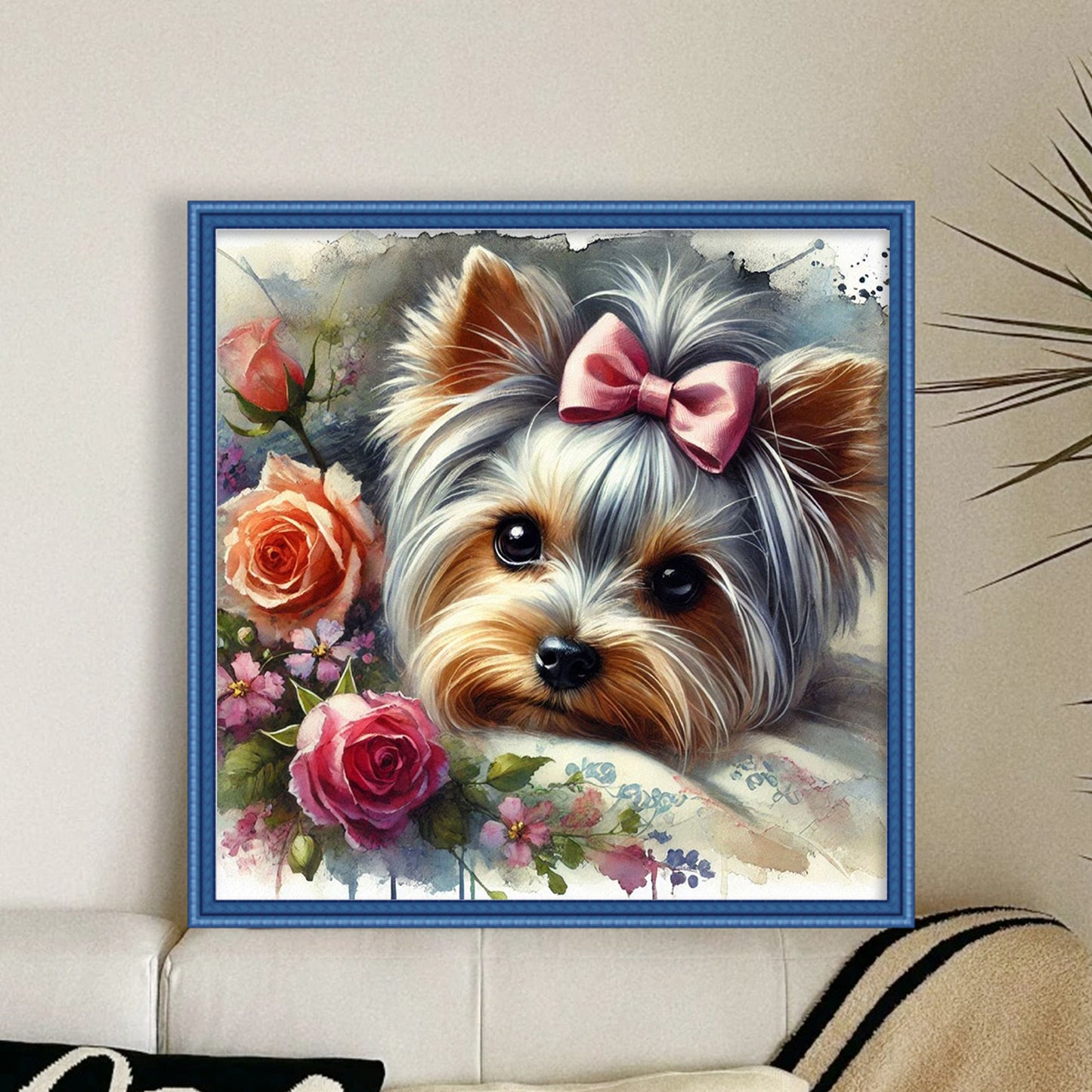 Yorkshire Terrier-Dog - Full 11CT Stamped Cross Stitch 40x40CM - Huacan