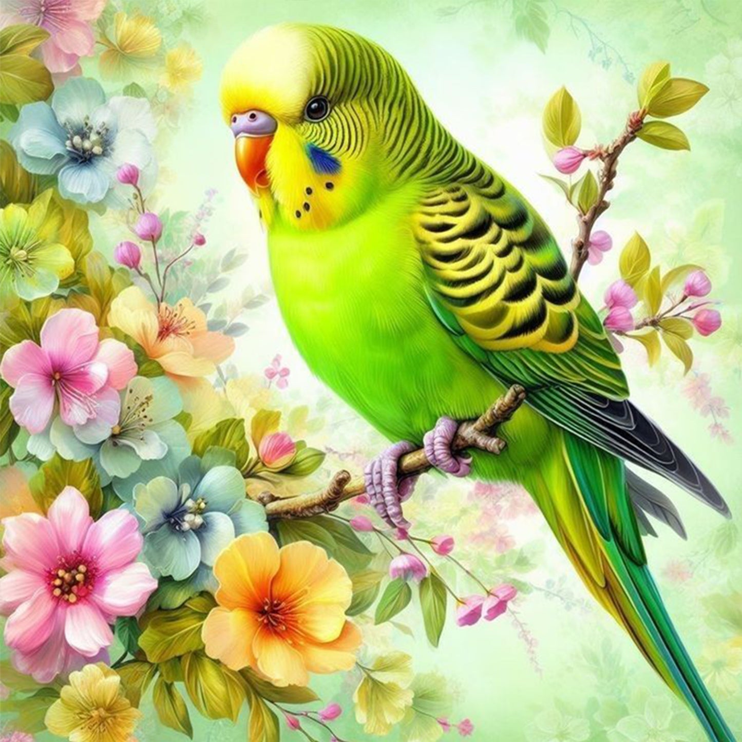 Parrot - Full 11CT Stamped Cross Stitch 40x40CM - Huacan