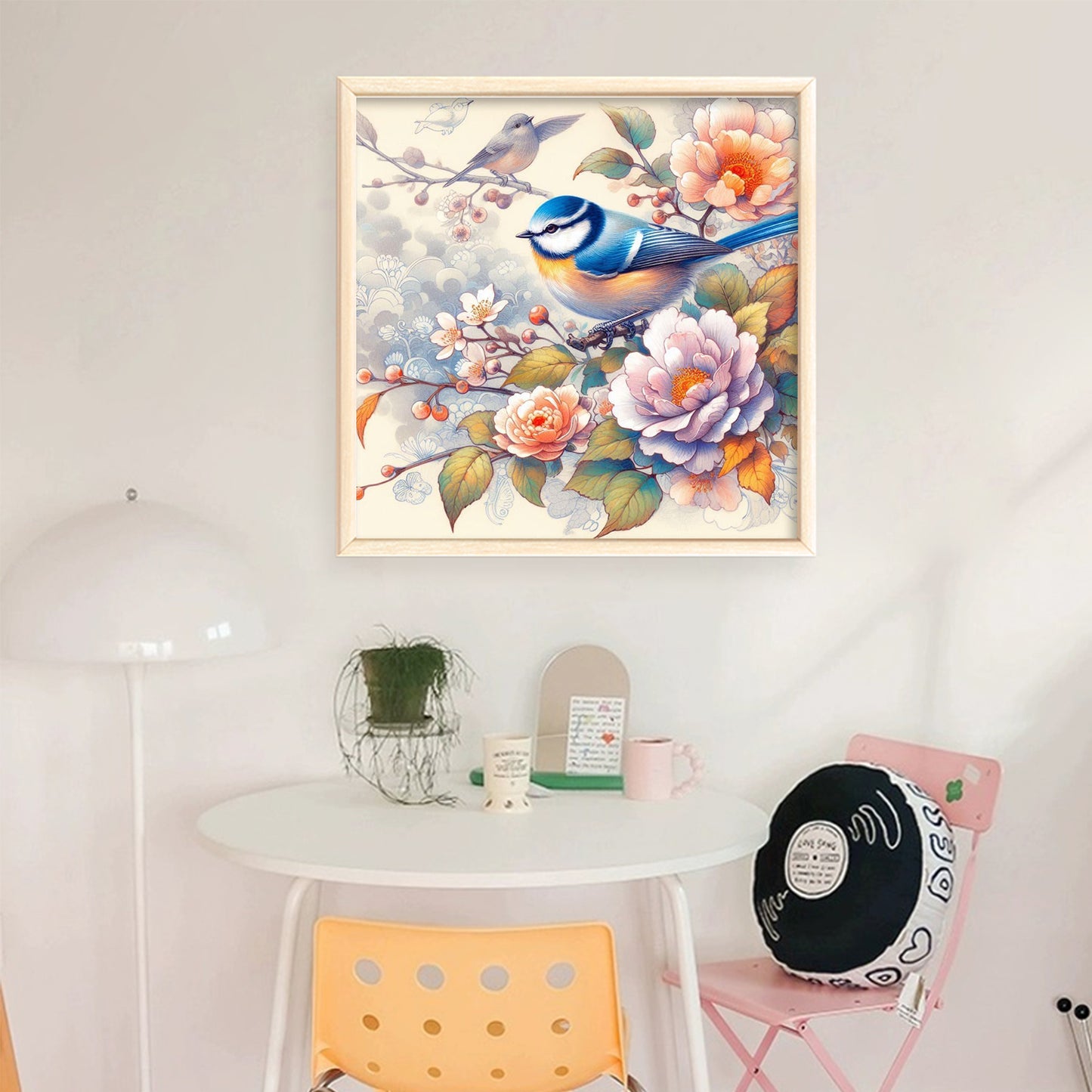Robin And Flowers - Full 11CT Stamped Cross Stitch 40x40CM - Huacan