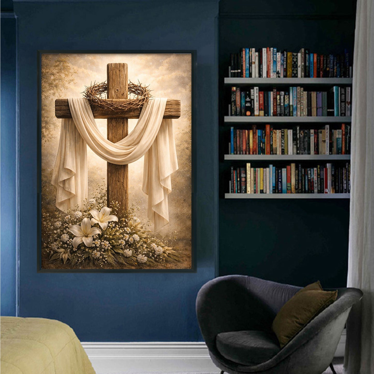 Cross And Crown Of Thorns - Full 11CT Stamped Cross Stitch 40x60CM - Huacan